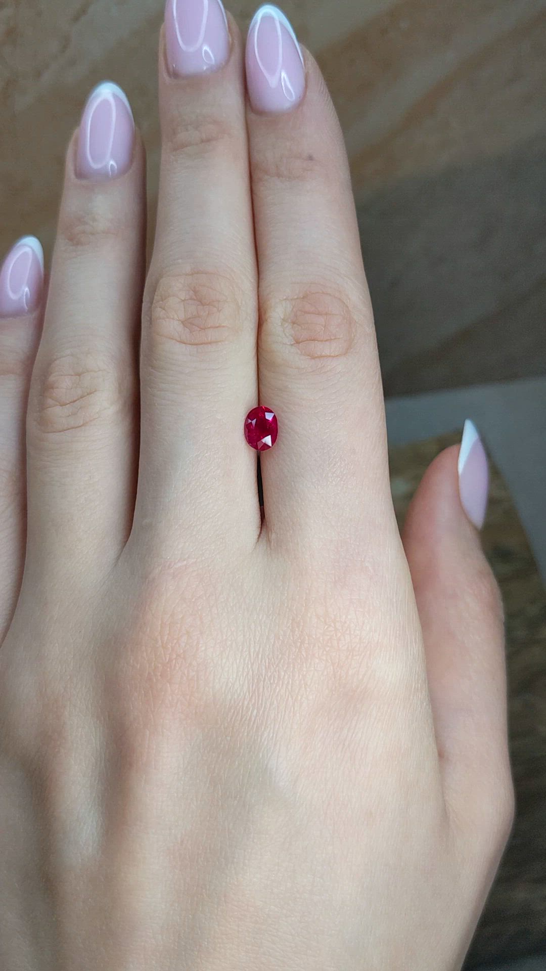 0.99 Ct. Pinkish Red Ruby from Burma (Myanmar) Size Video