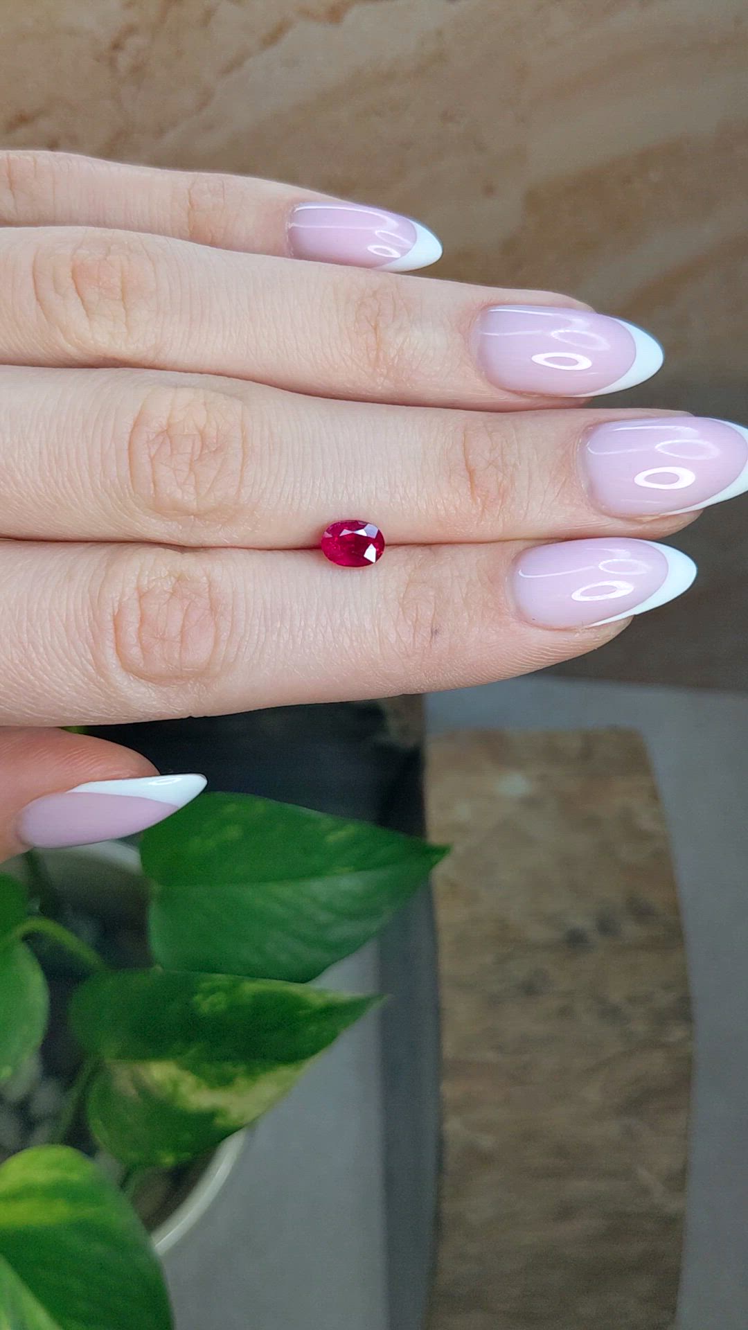 0.99 Ct. Pinkish Red Ruby from Burma (Myanmar) Size Video