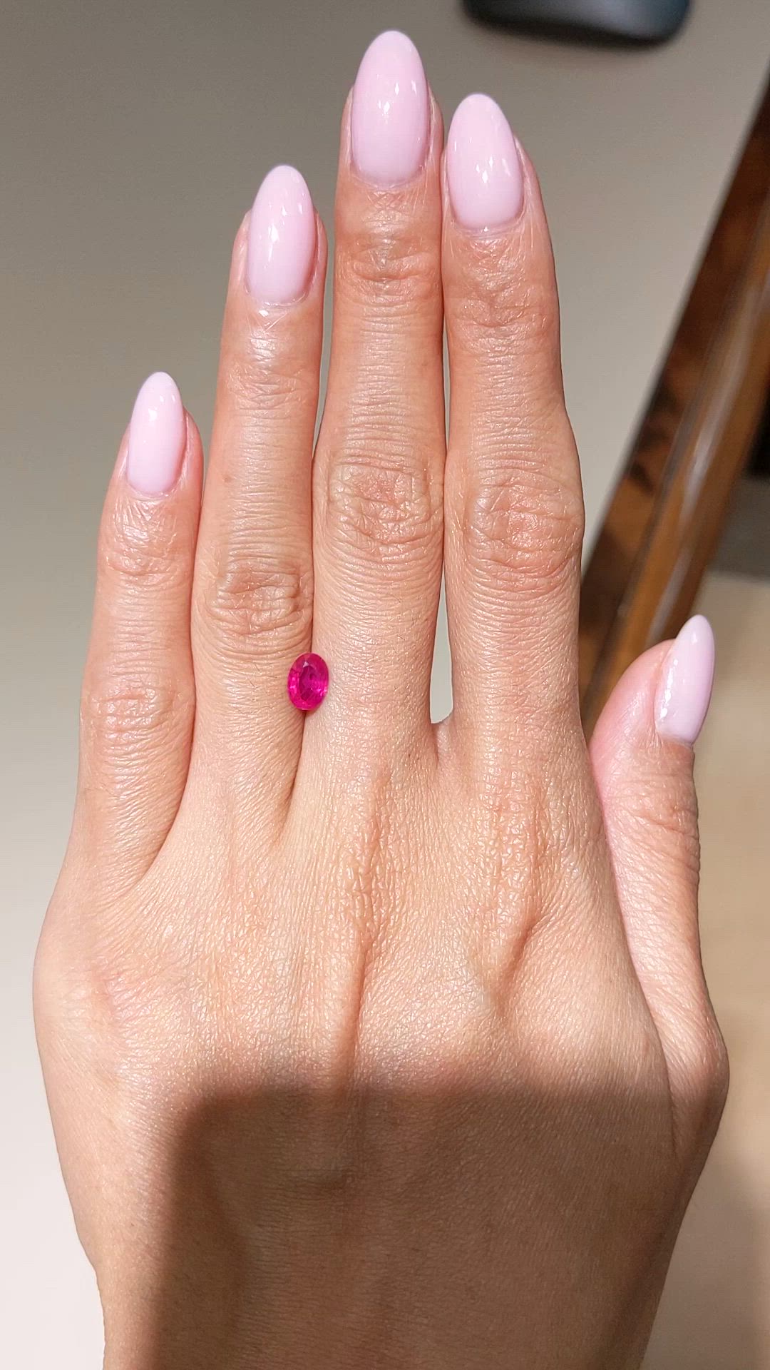 0.82 Ct. Pinkish Red Ruby from Burma (Myanmar) Size Video