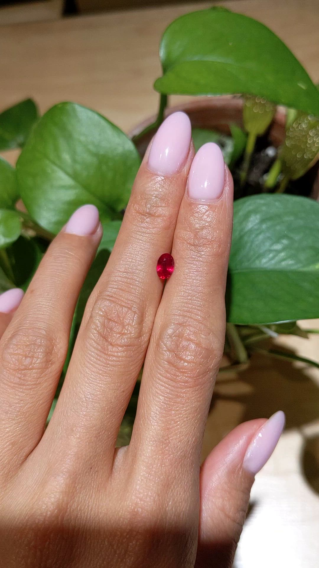 0.69 Ct. Pinkish Red Ruby from Thailand Size Video
