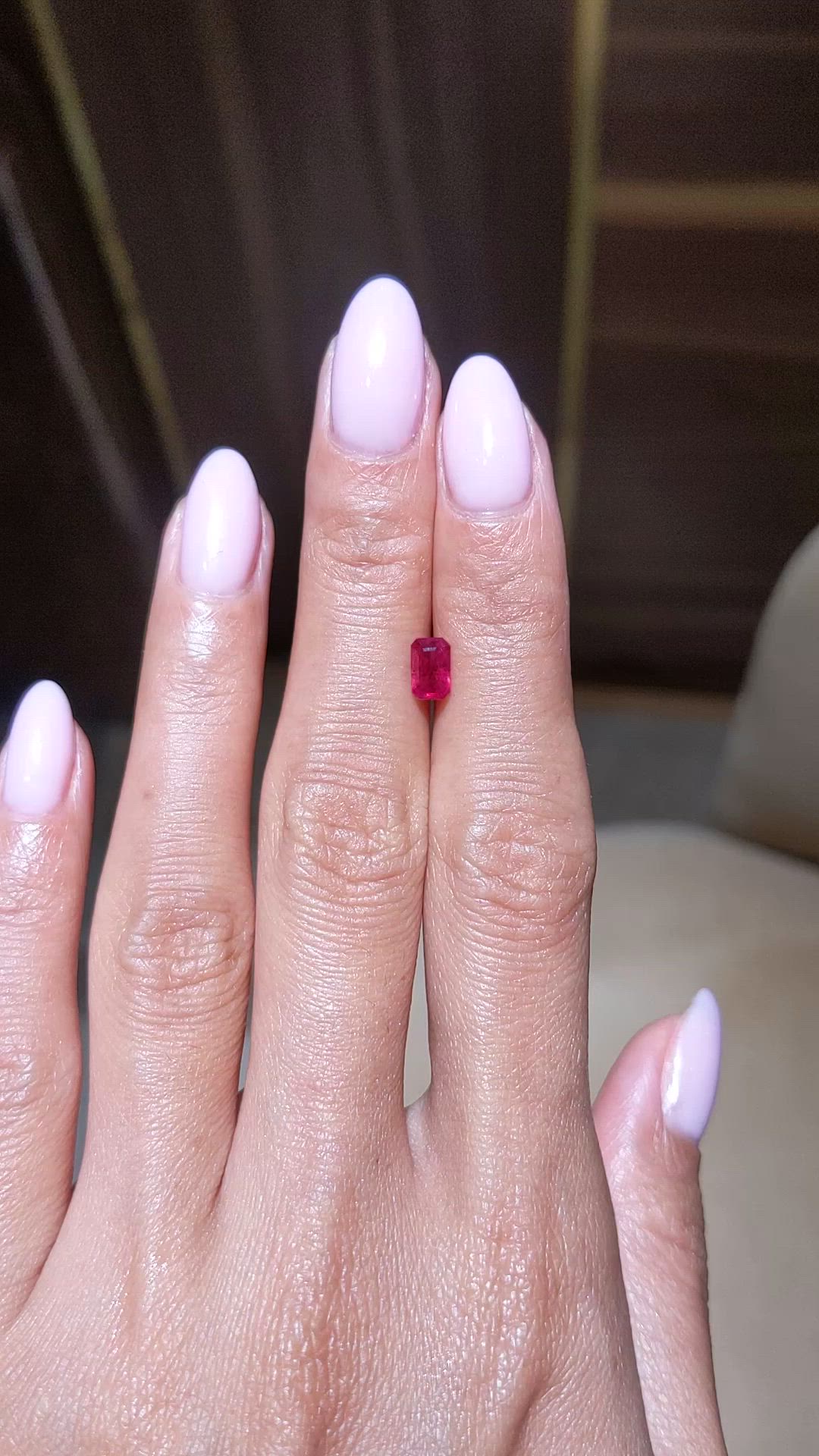 0.78 Ct. Pinkish Red Ruby from Burma (Myanmar) Size Video