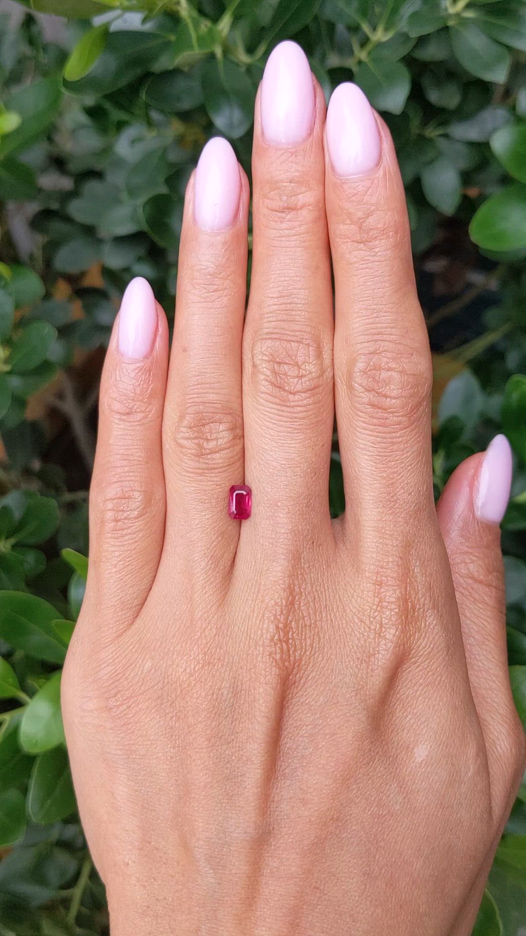 0.78 Ct. Pinkish Red Ruby from Burma (Myanmar) Size Video