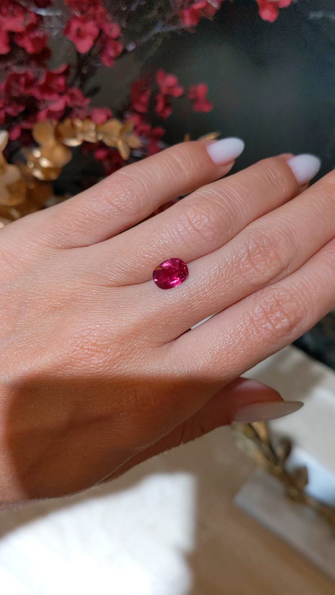 2.05 Ct. Pinkish Red Ruby from Thailand Size Video