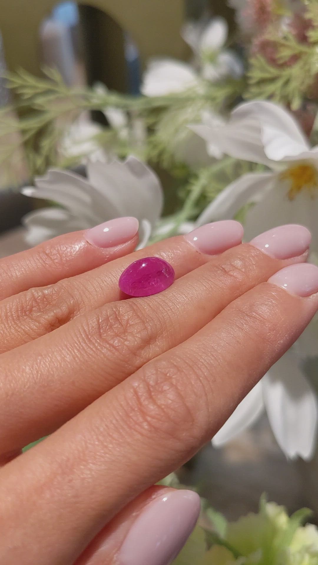 7.68 Ct. Cabochon Ruby from Mozambique Size Video