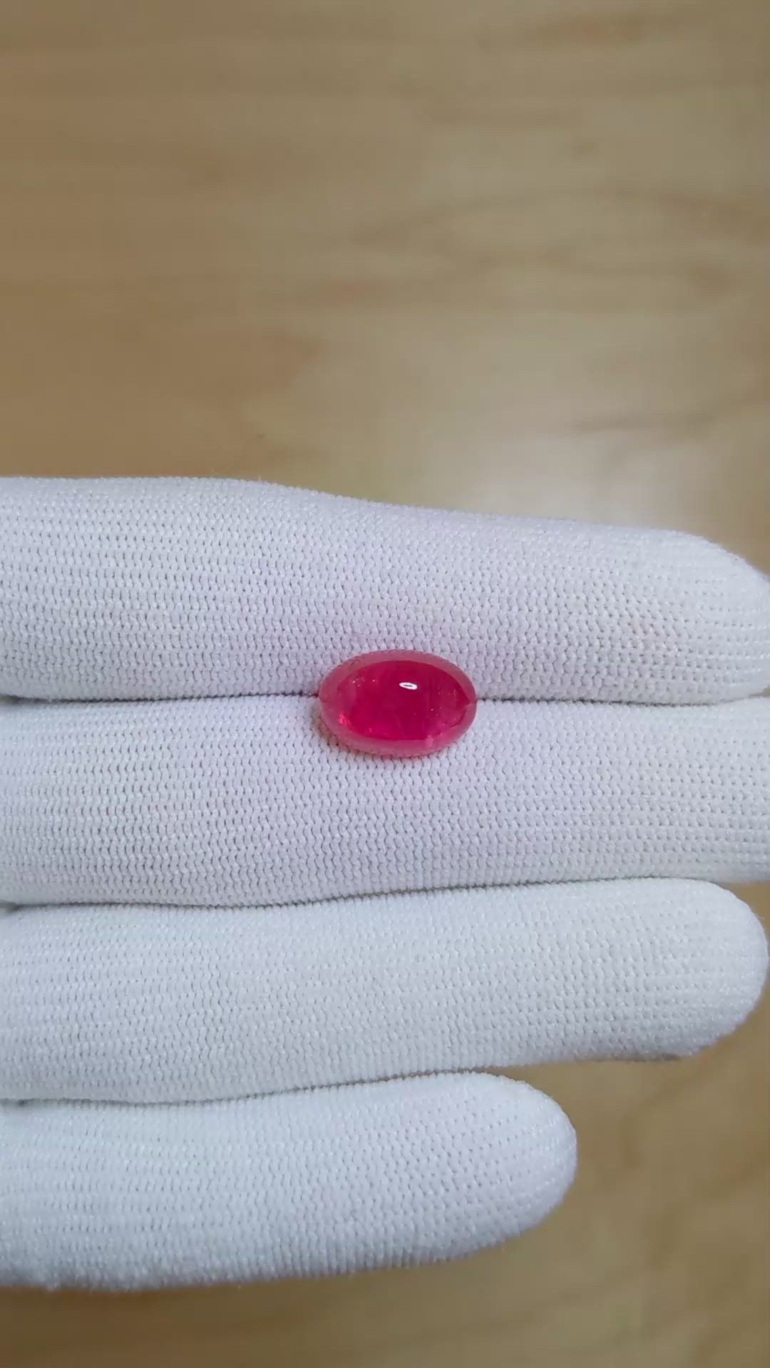 7.68 Ct. Cabochon Ruby from Mozambique Size Video