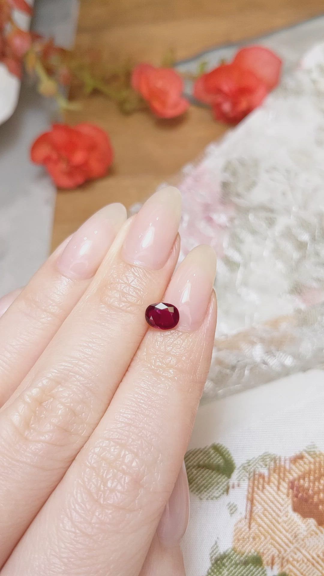 1.01 Ct. Pinkish Red Ruby from Burma (Myanmar) Size Video