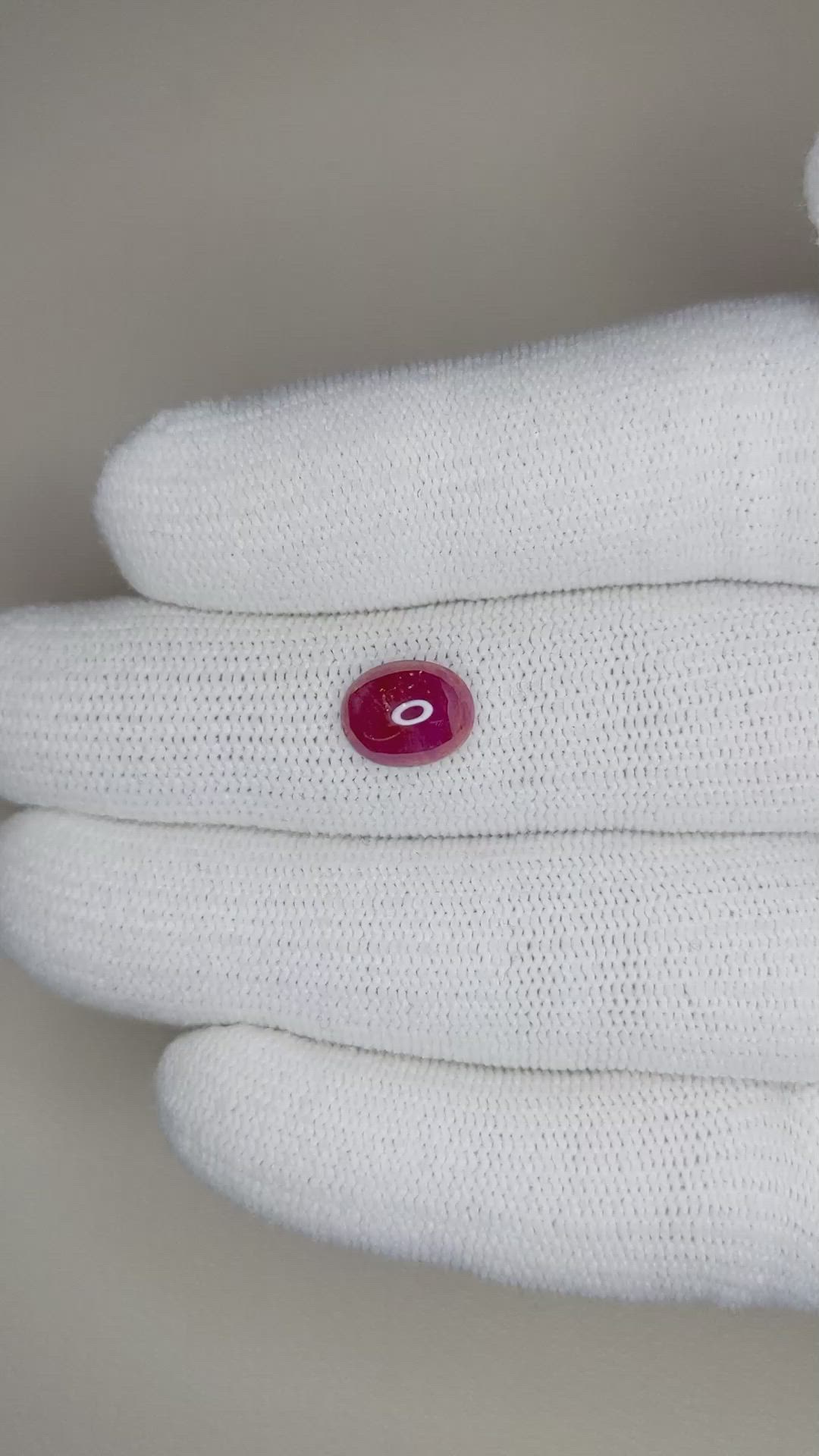 2.77 Ct. Cabochon Ruby from Burma (Myanmar) Size Video