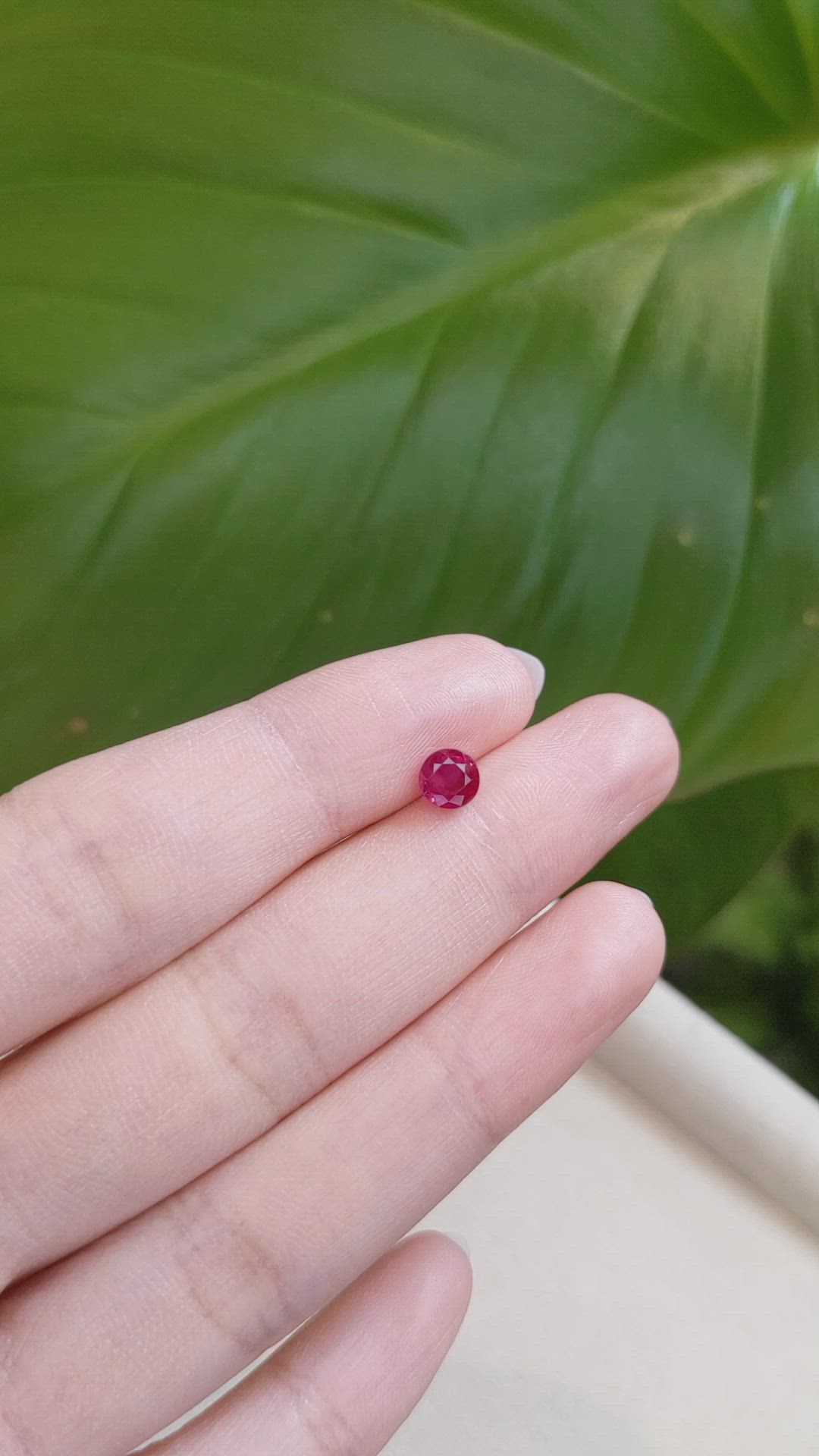 0.96 Ct. Pinkish Red Ruby from Burma (Myanmar) Size Video