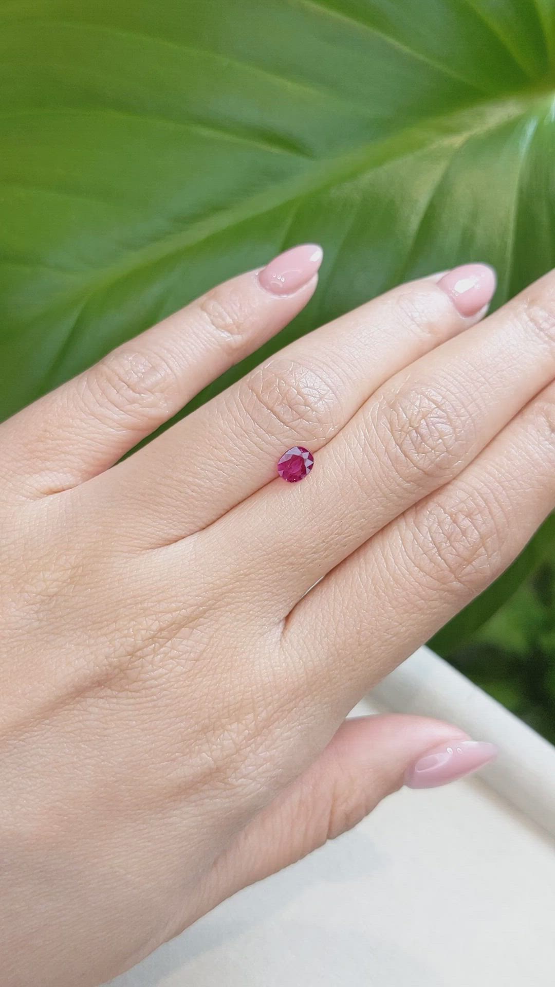0.55 Ct. Pinkish Red Ruby from Burma (Myanmar) Size Video