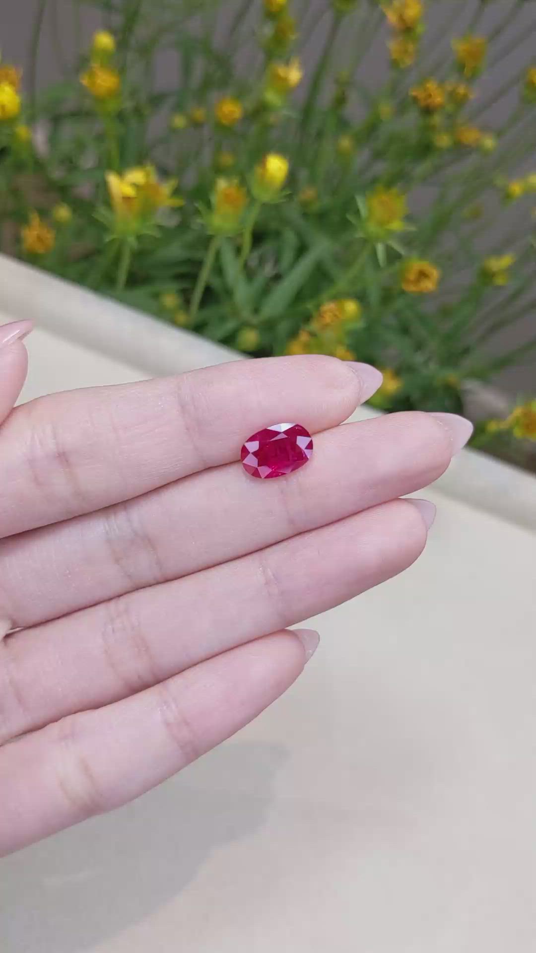 2.49 Ct. Ruby from Mozambique Size Video
