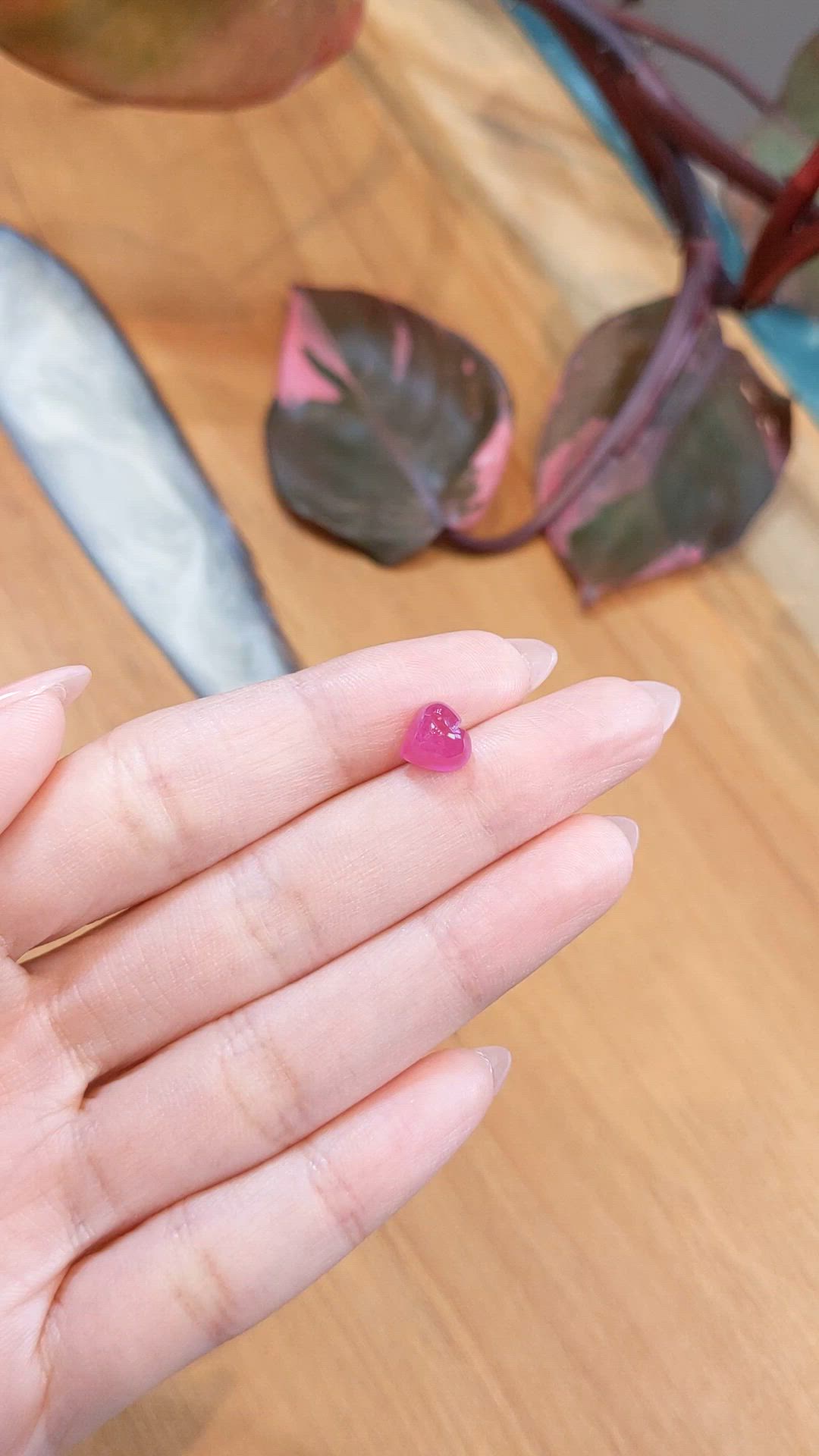 3.05 Ct. Pinkish Red Cabochon Ruby from Mozambique Size Video