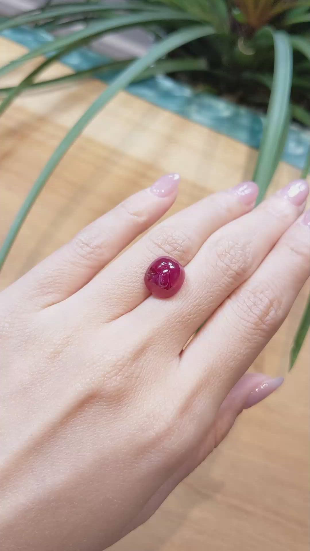 9.57 Ct. Cabochon Ruby from Mozambique Size Video