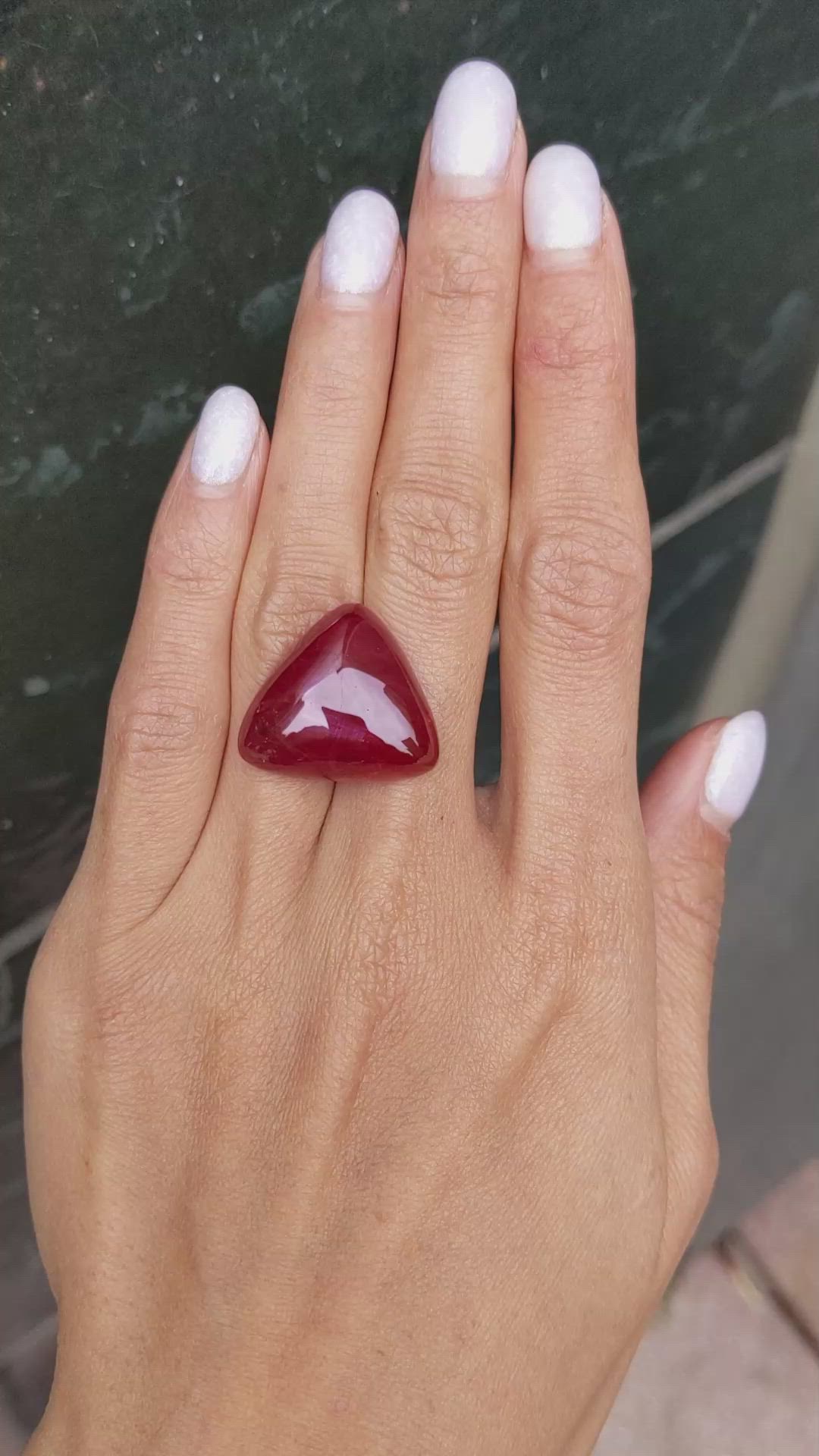 37.13 Ct. Cabochon Ruby from Mozambique Size Video