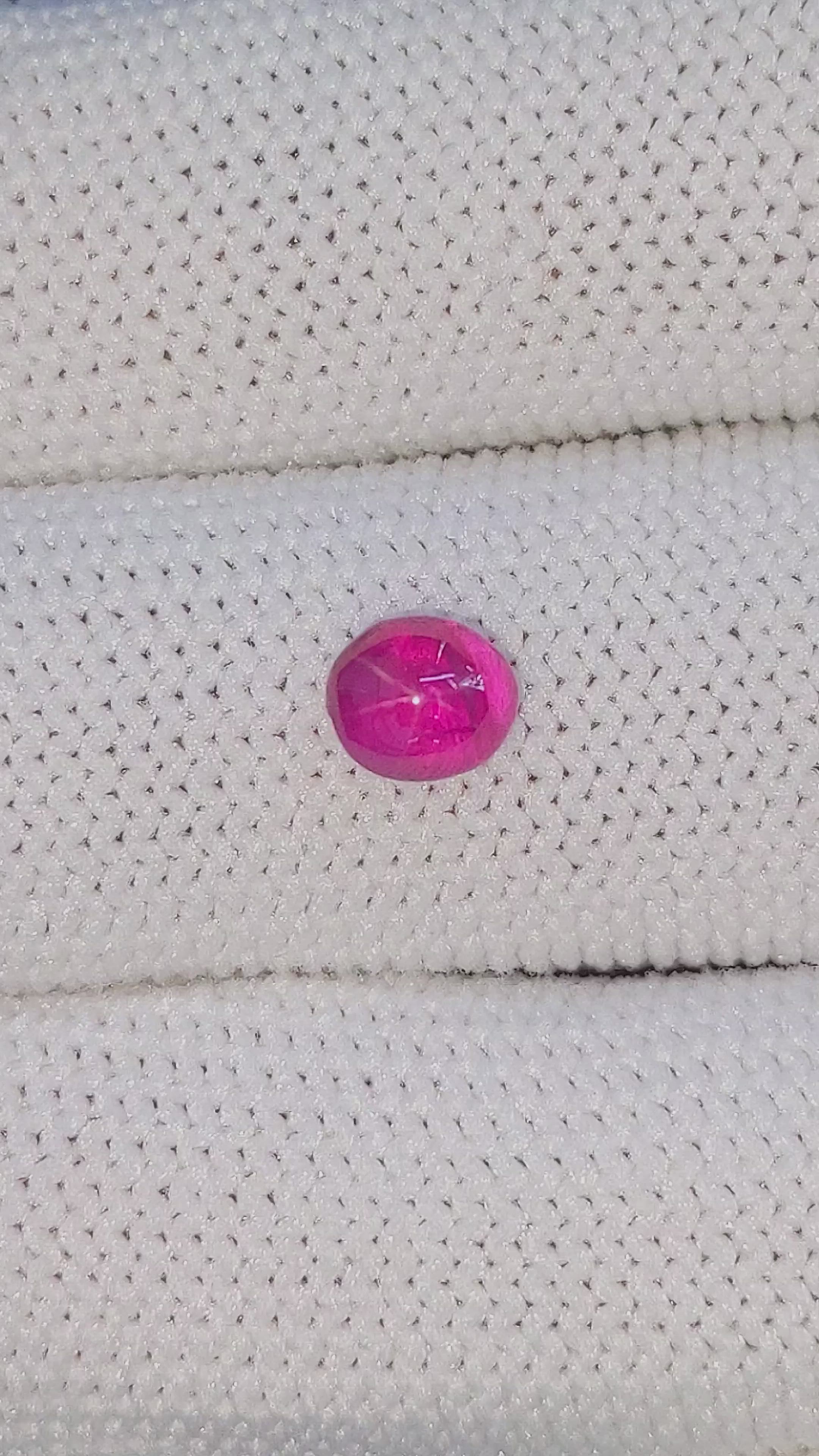 1.32 Ct. Purplish Red Star Ruby from Ceylon (Sri Lanka) Size Video