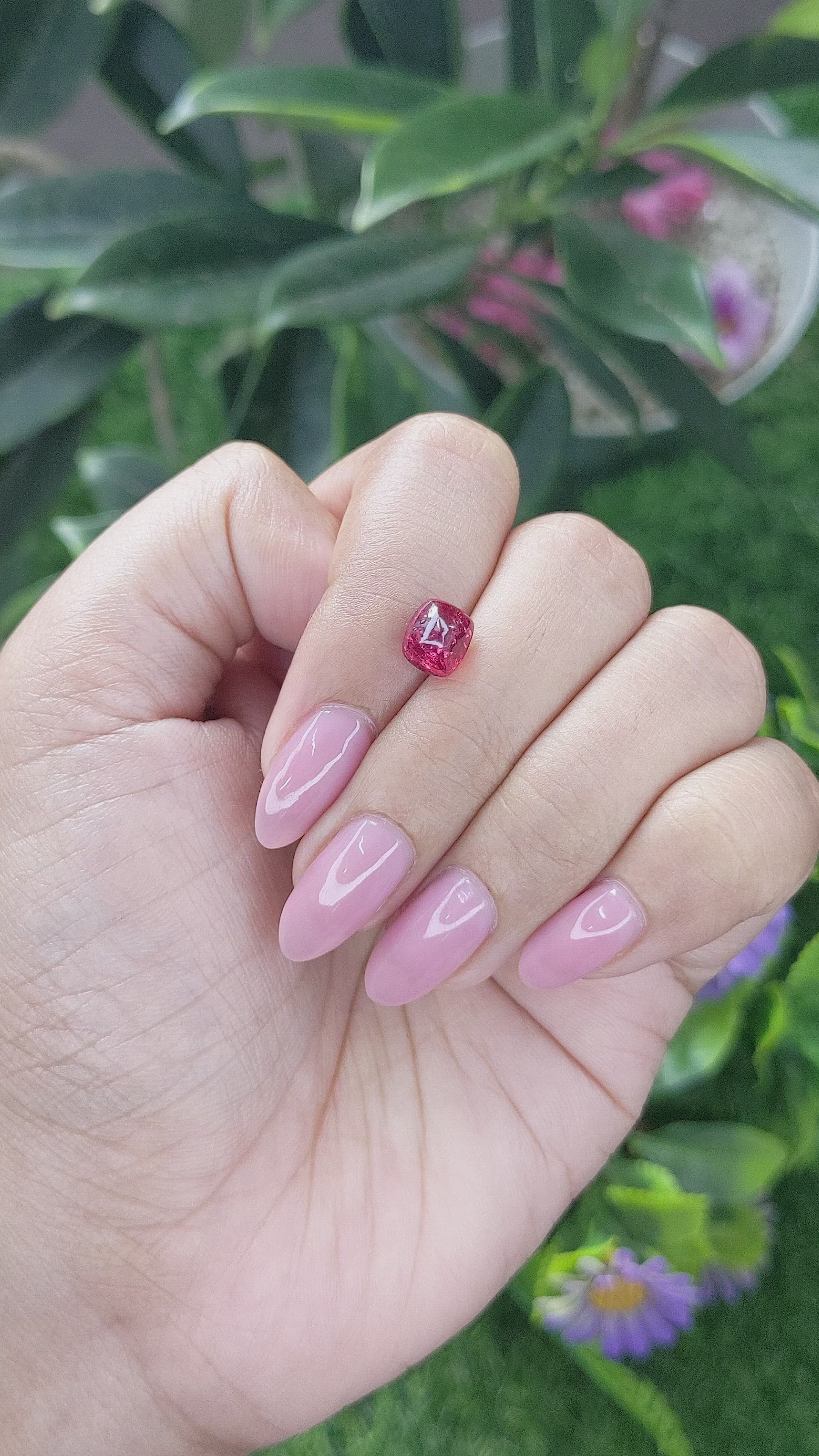 2.47 Ct. Orangish Red Cabochon Ruby from India Size Video