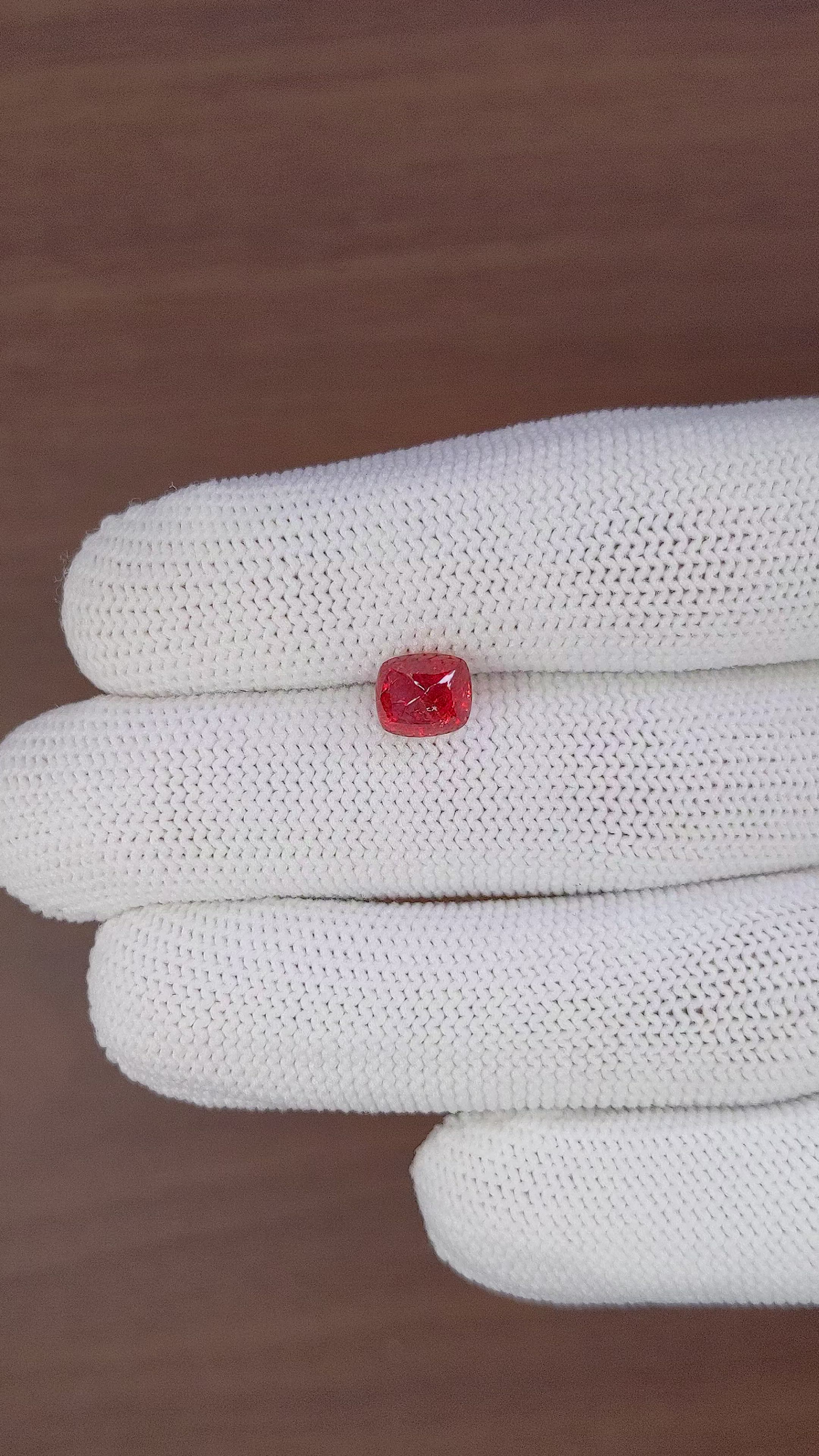 2.47 Ct. Orangish Red Cabochon Ruby from India Size Video