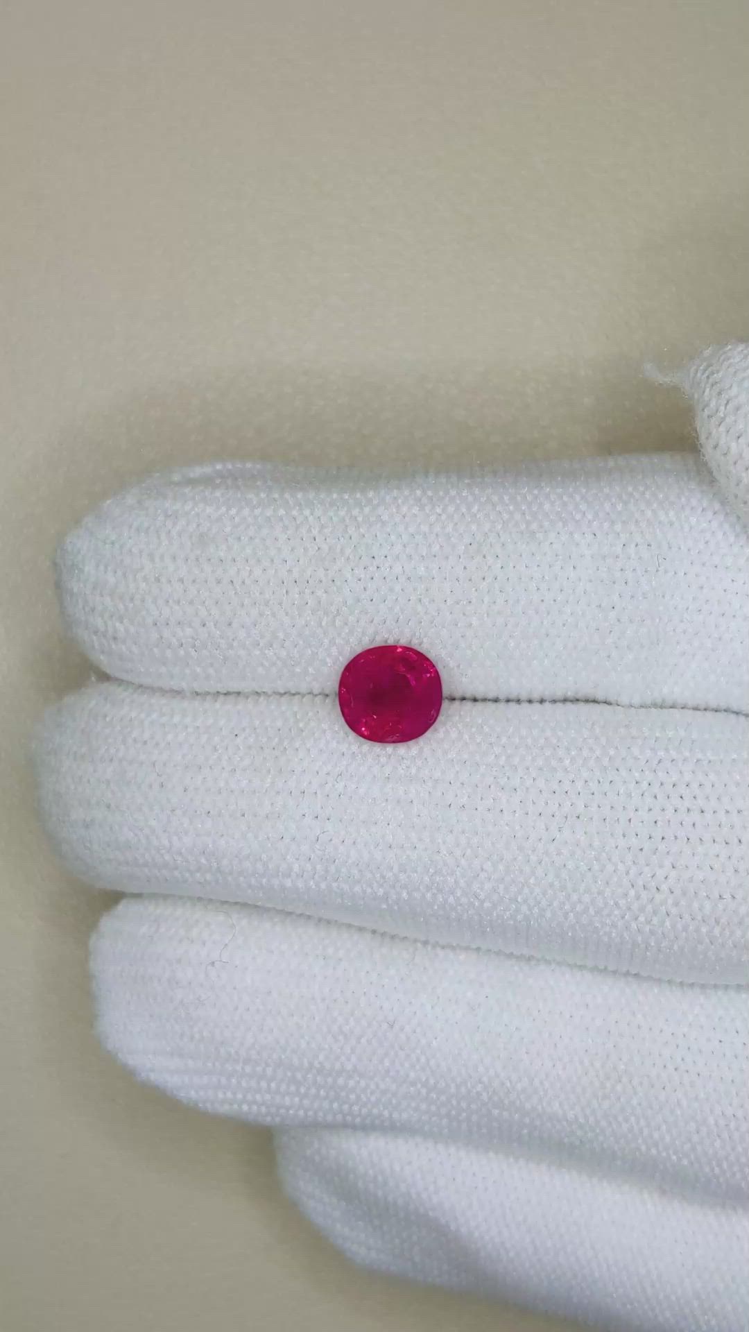 1.57 Ct. Pinkish Red Ruby from Burma (Myanmar) Size Video
