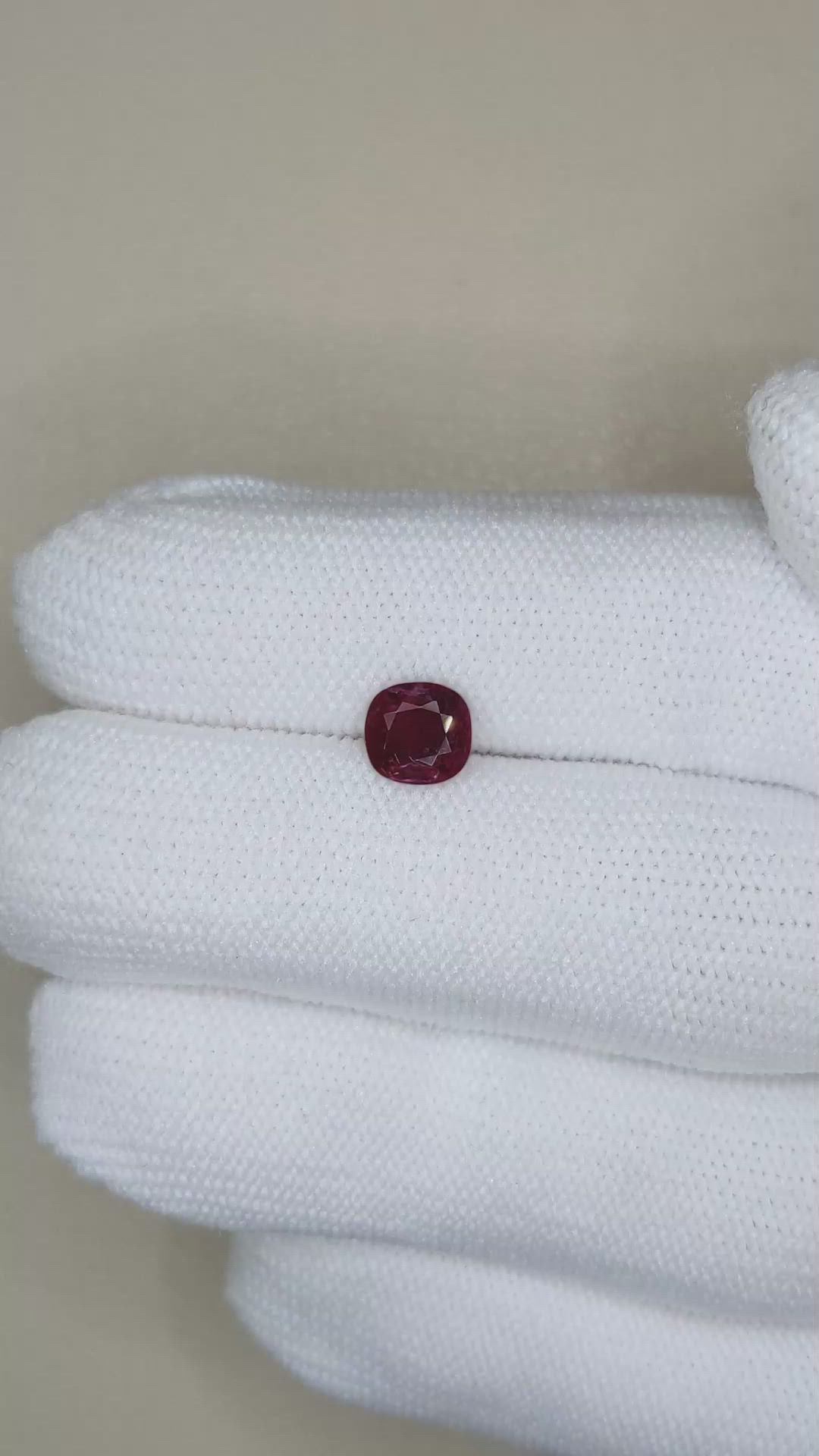 1.06 Ct. Purplish Red Ruby from Burma (Myanmar) Size Video