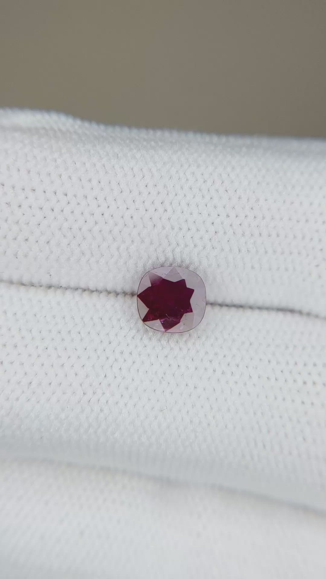 1.06 Ct. Purplish Red Ruby from Burma (Myanmar) Size Video