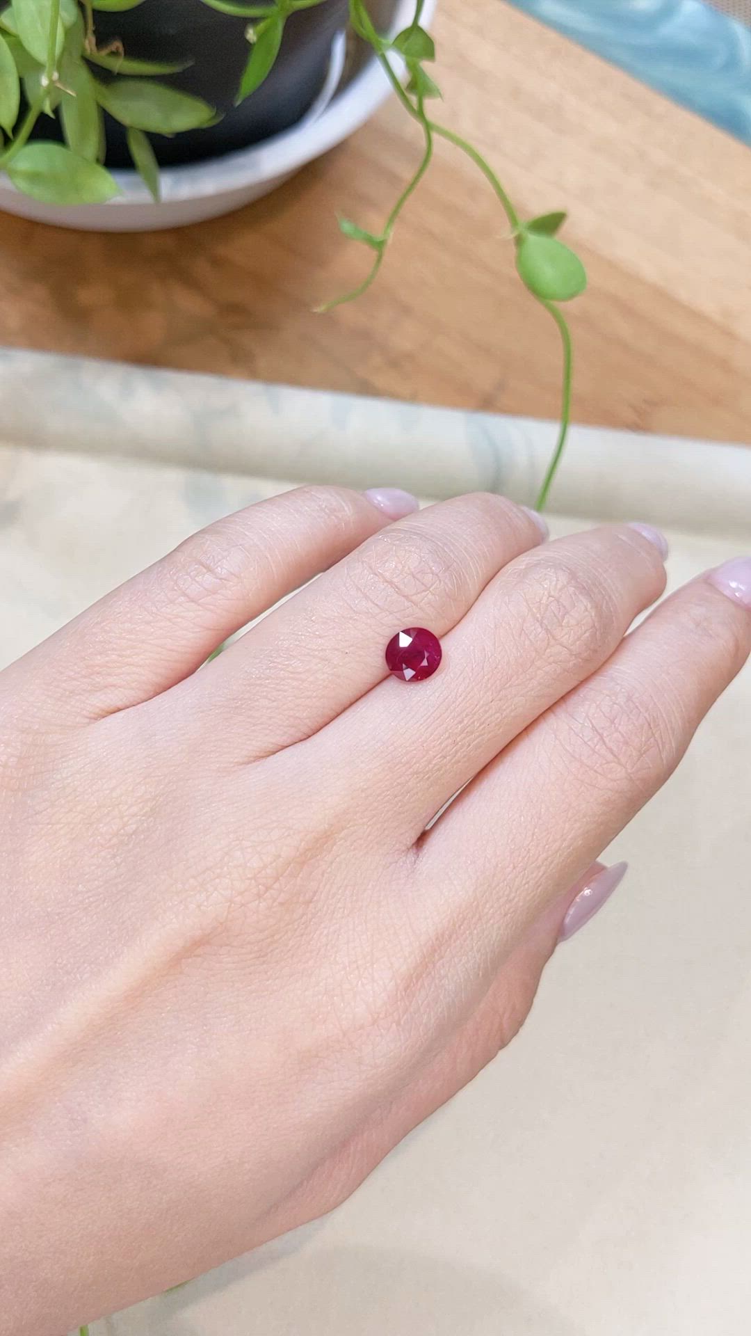 1.43 Ct. Purplish Red Ruby from Burma (Myanmar) Size Video
