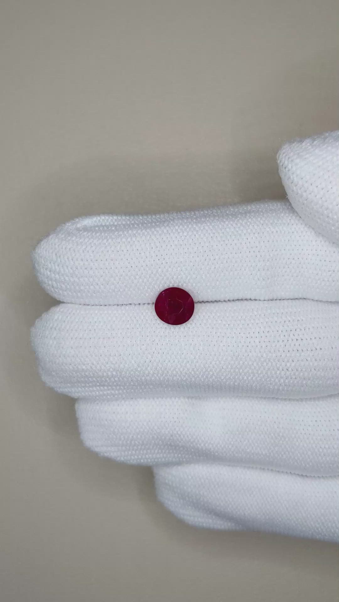 1.43 Ct. Purplish Red Ruby from Burma (Myanmar) Size Video