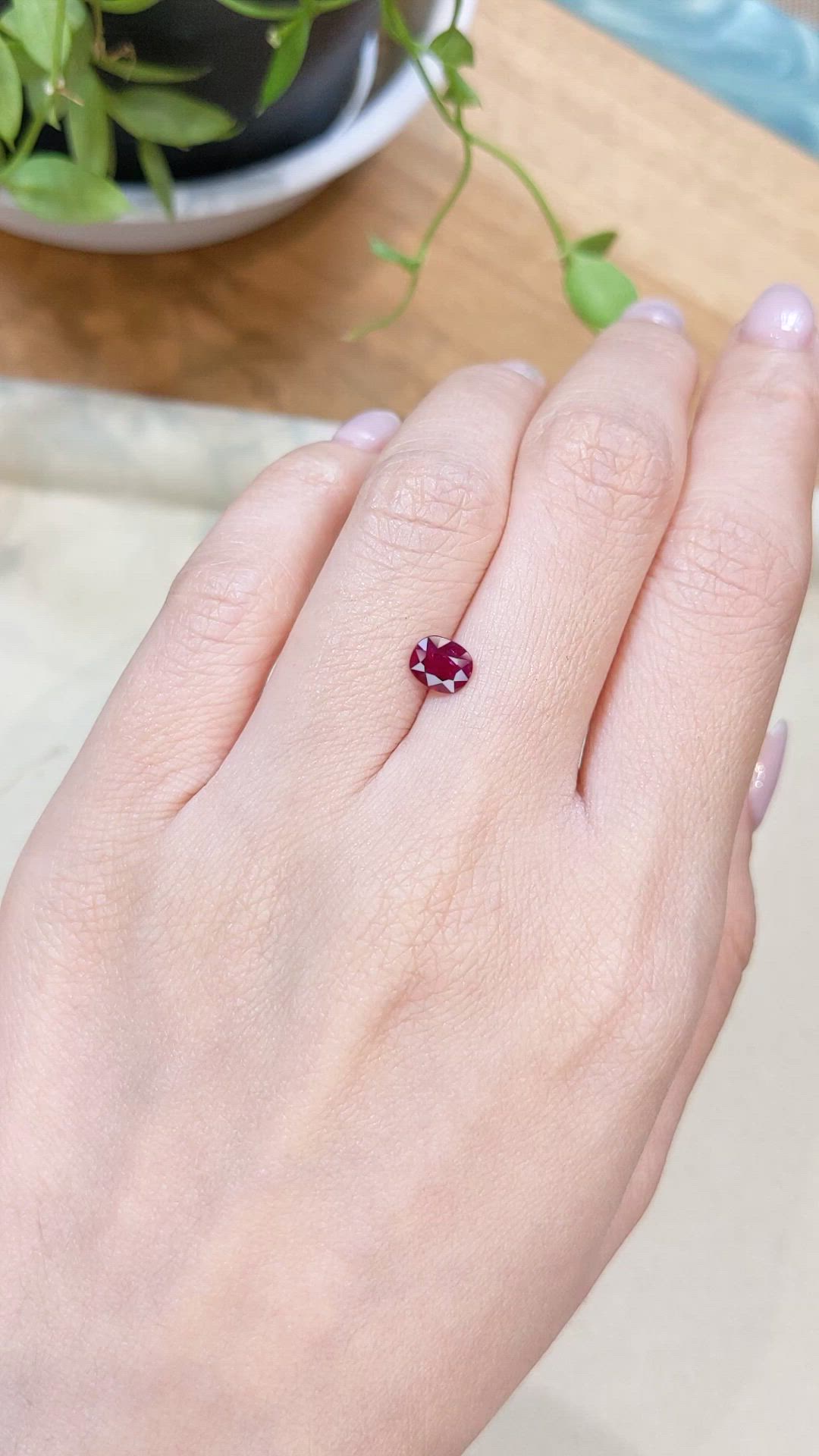 1.02 Ct. Purplish Red Ruby from Burma (Myanmar) Size Video