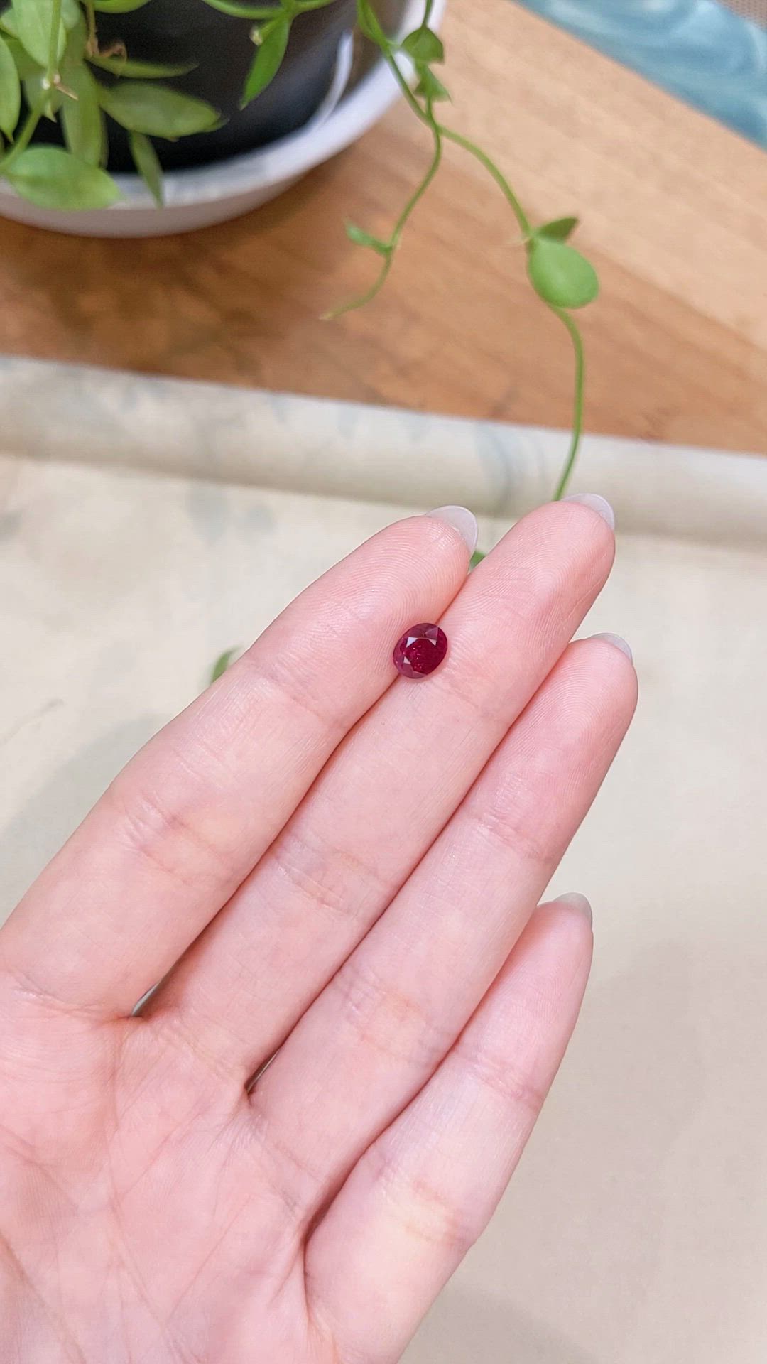 1.13 Ct. Purplish Red Ruby from Burma (Myanmar) Size Video