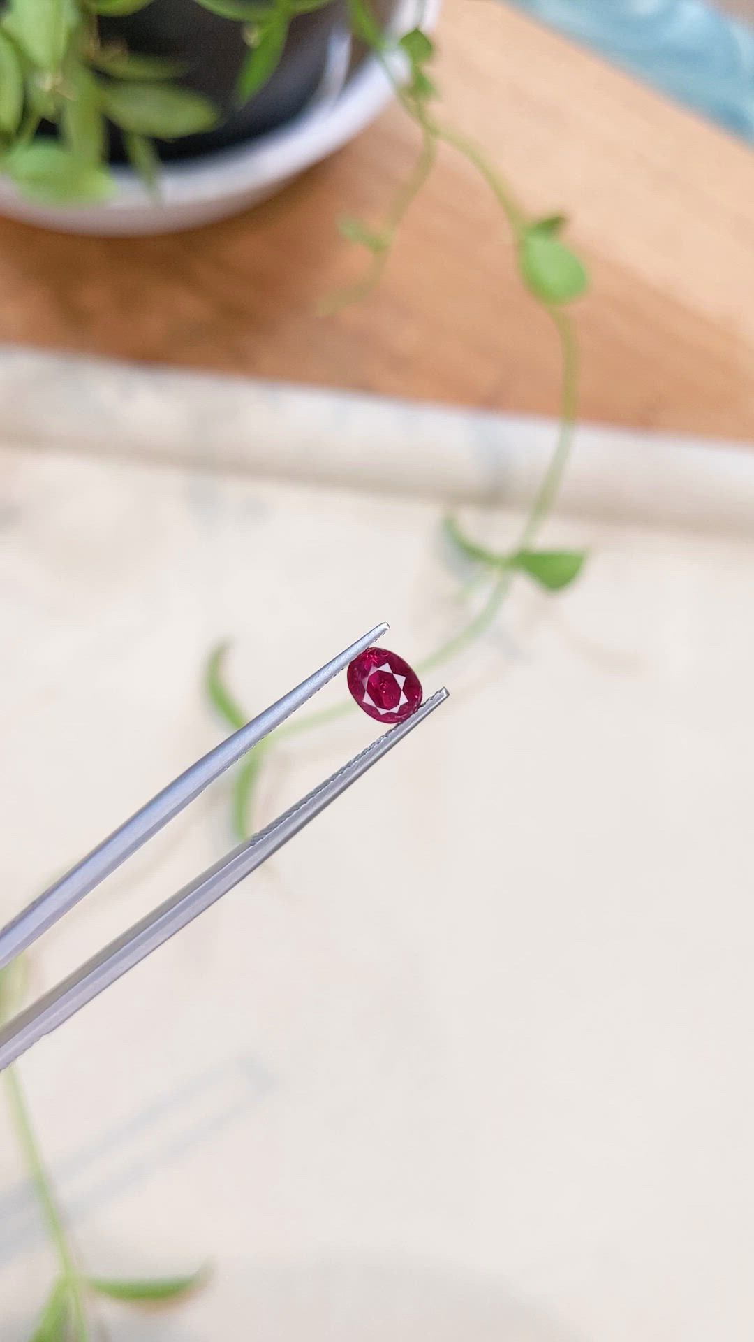 1.13 Ct. Purplish Red Ruby from Burma (Myanmar) Size Video