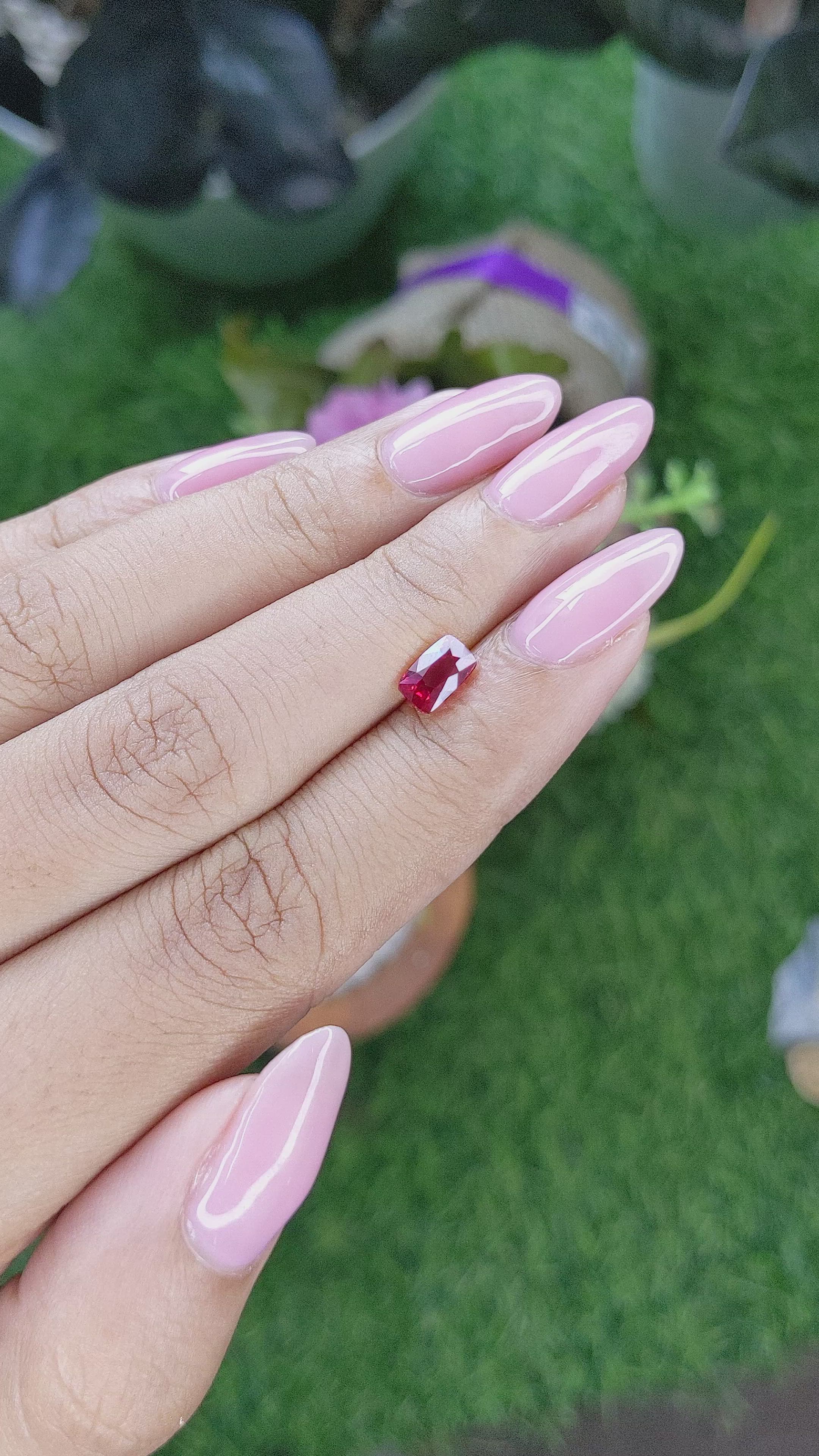 1.03 Ct. Pinkish Red Ruby from Mozambique Size Video