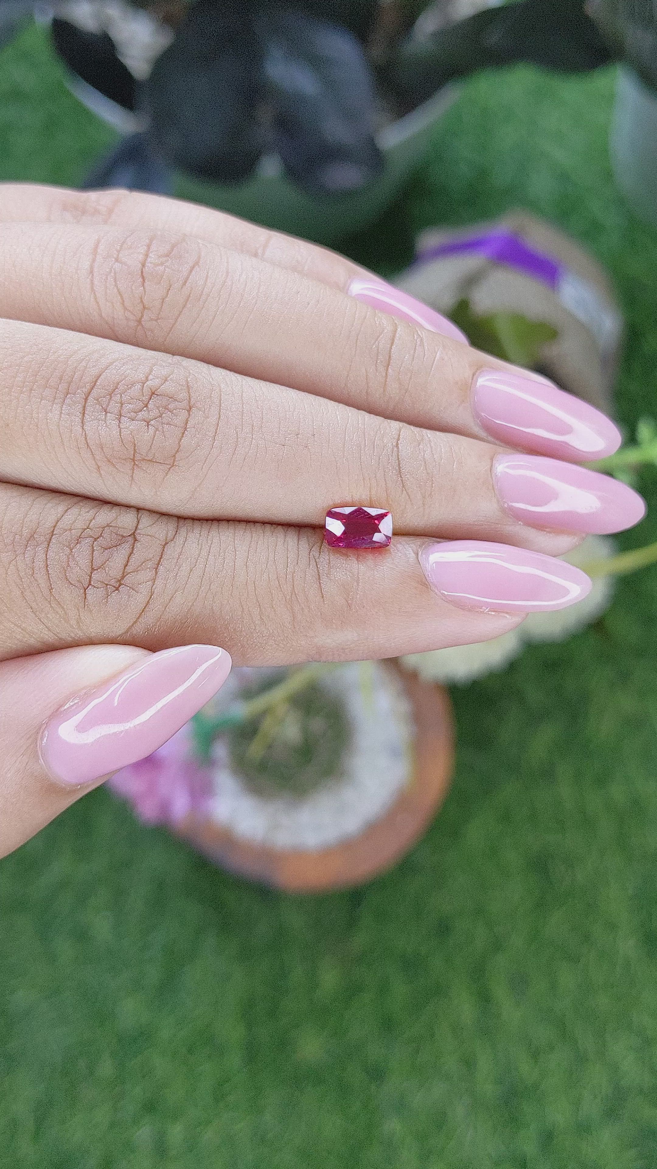 1.03 Ct. Pinkish Red Ruby from Mozambique Size Video