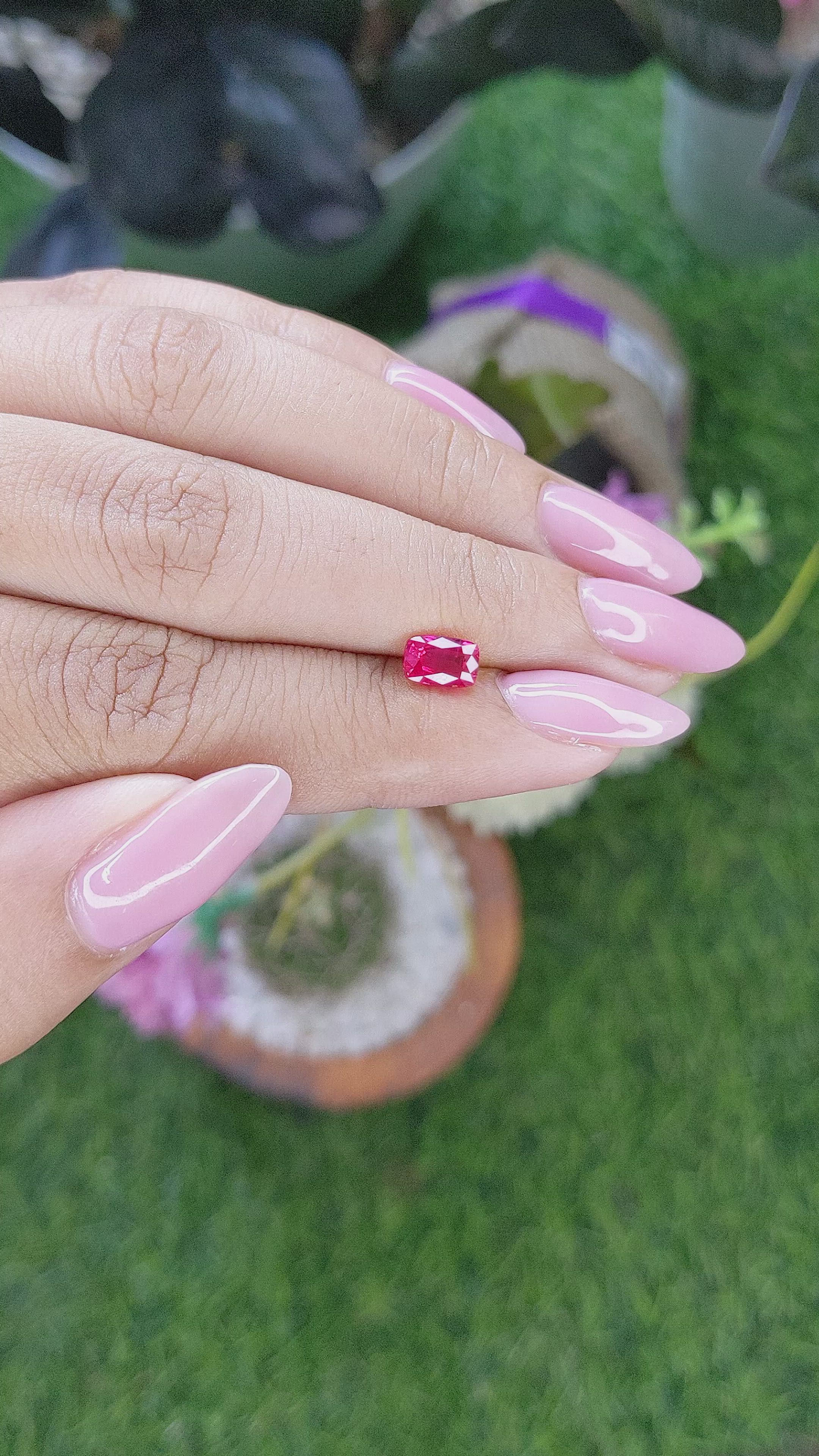 1.03 Ct. Pinkish Red Ruby from Mozambique Size Video