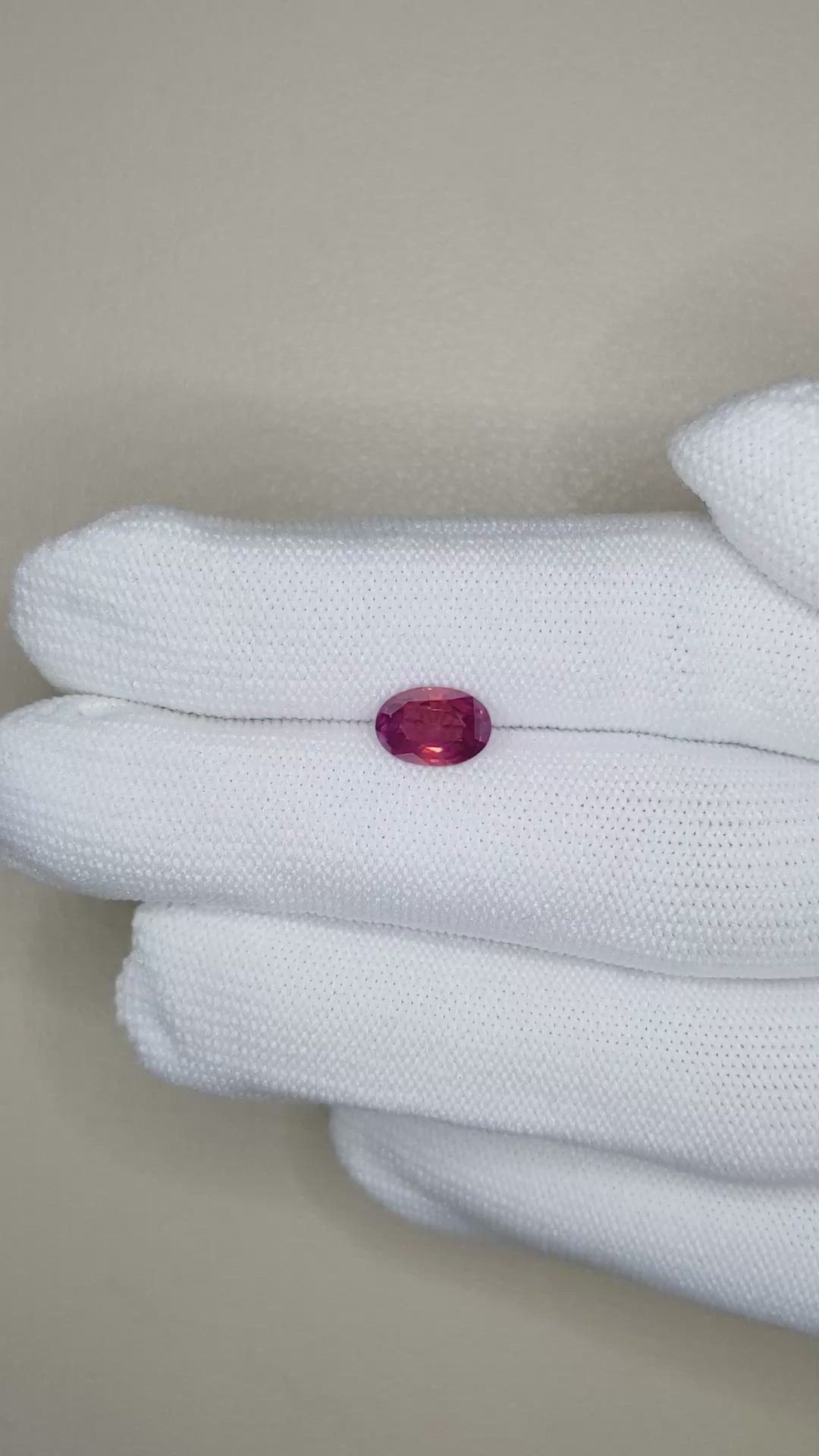 1.59 Ct. Pinkish Red Ruby from Ceylon (Sri Lanka) Size Video