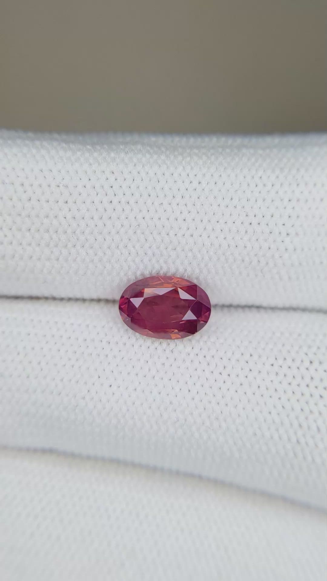 1.59 Ct. Pinkish Red Ruby from Ceylon (Sri Lanka) Size Video