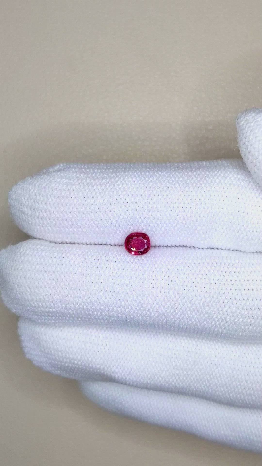 0.56 Ct. Pinkish Red Ruby from Mozambique Size Video