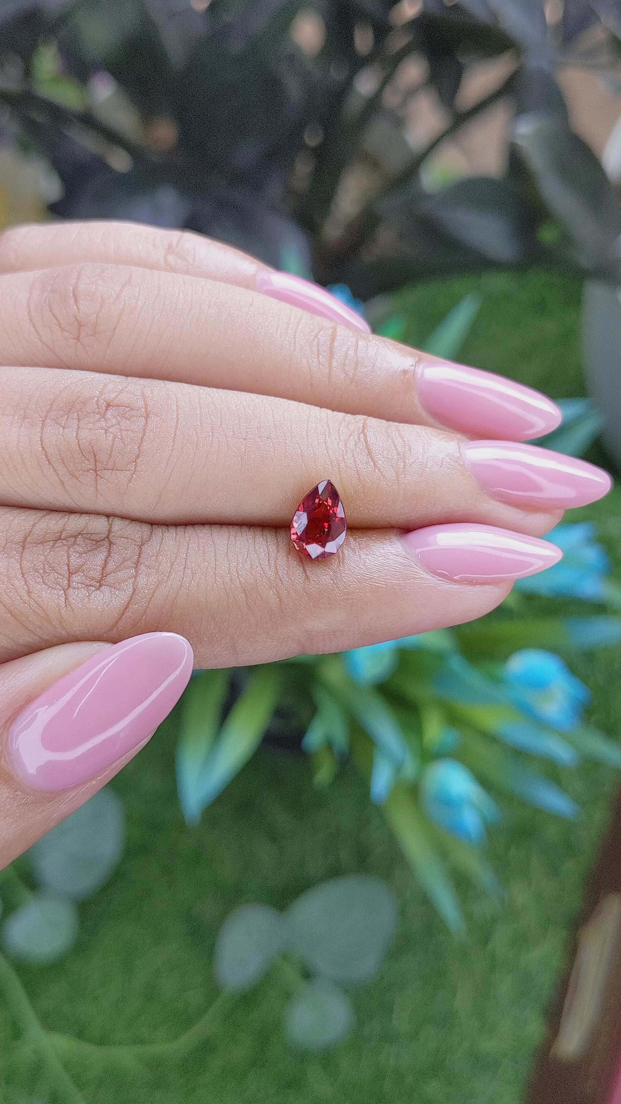1.54 Ct. Orangish Red Ruby from Tanzania Size Video