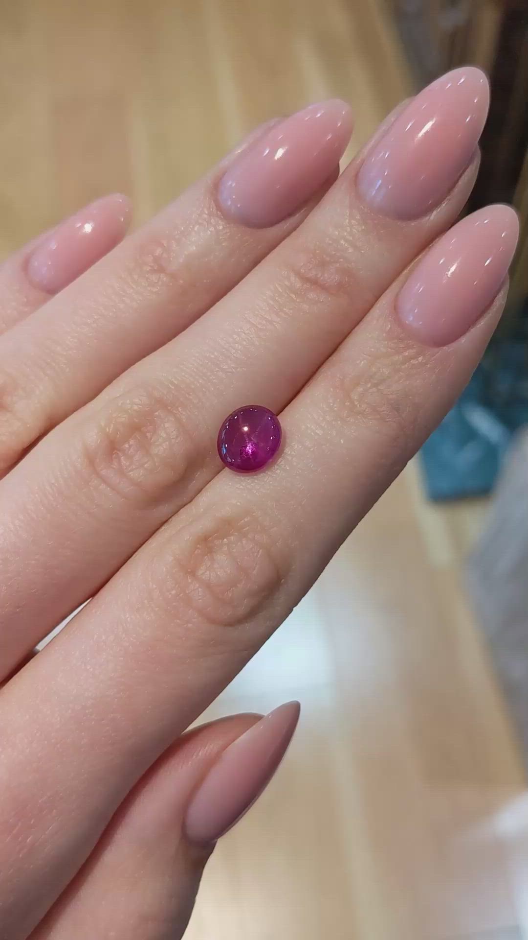 2.78 Ct. Purplish Red Star Ruby from Mozambique Size Video