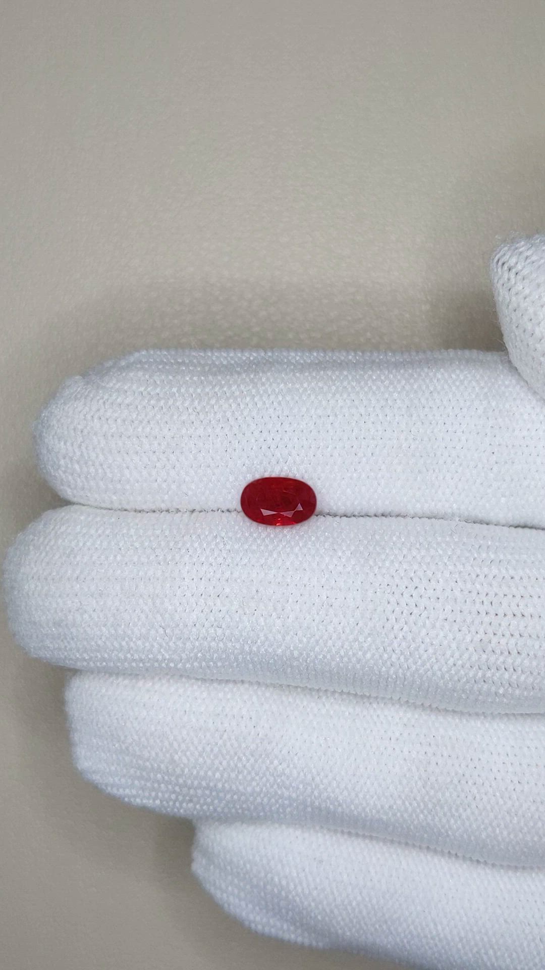 1.03 Ct. Purplish Red Ruby from Burma (Myanmar) Size Video