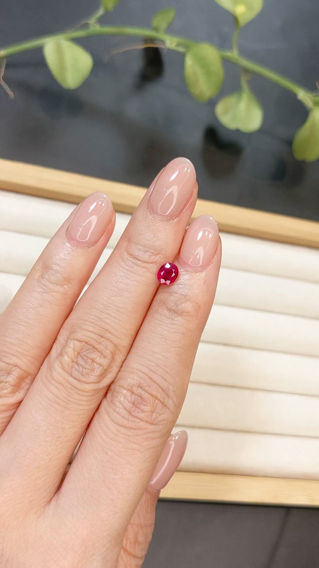 0.79 Ct. Pinkish Red Ruby from Burma (Myanmar) Size Video