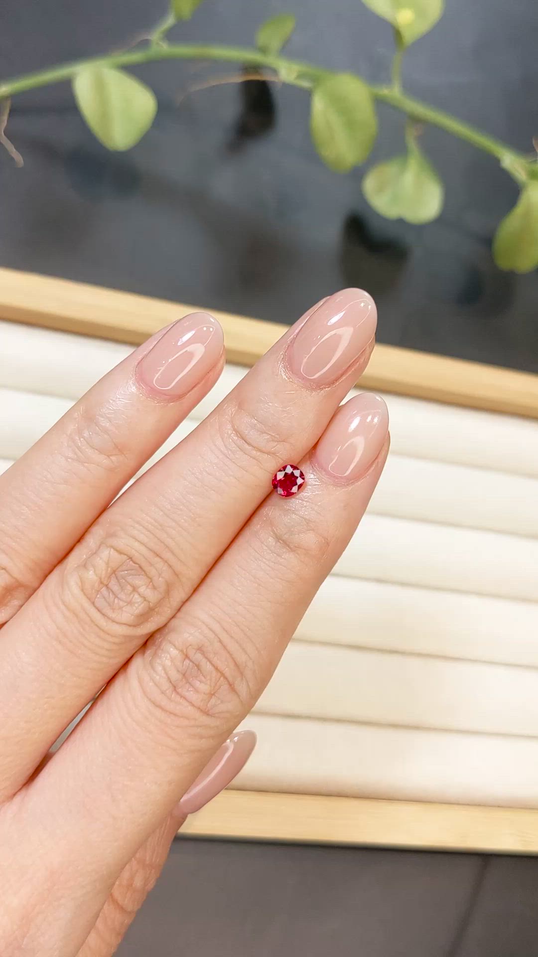 0.49 Ct. Pinkish Red Ruby from Burma (Myanmar) Size Video