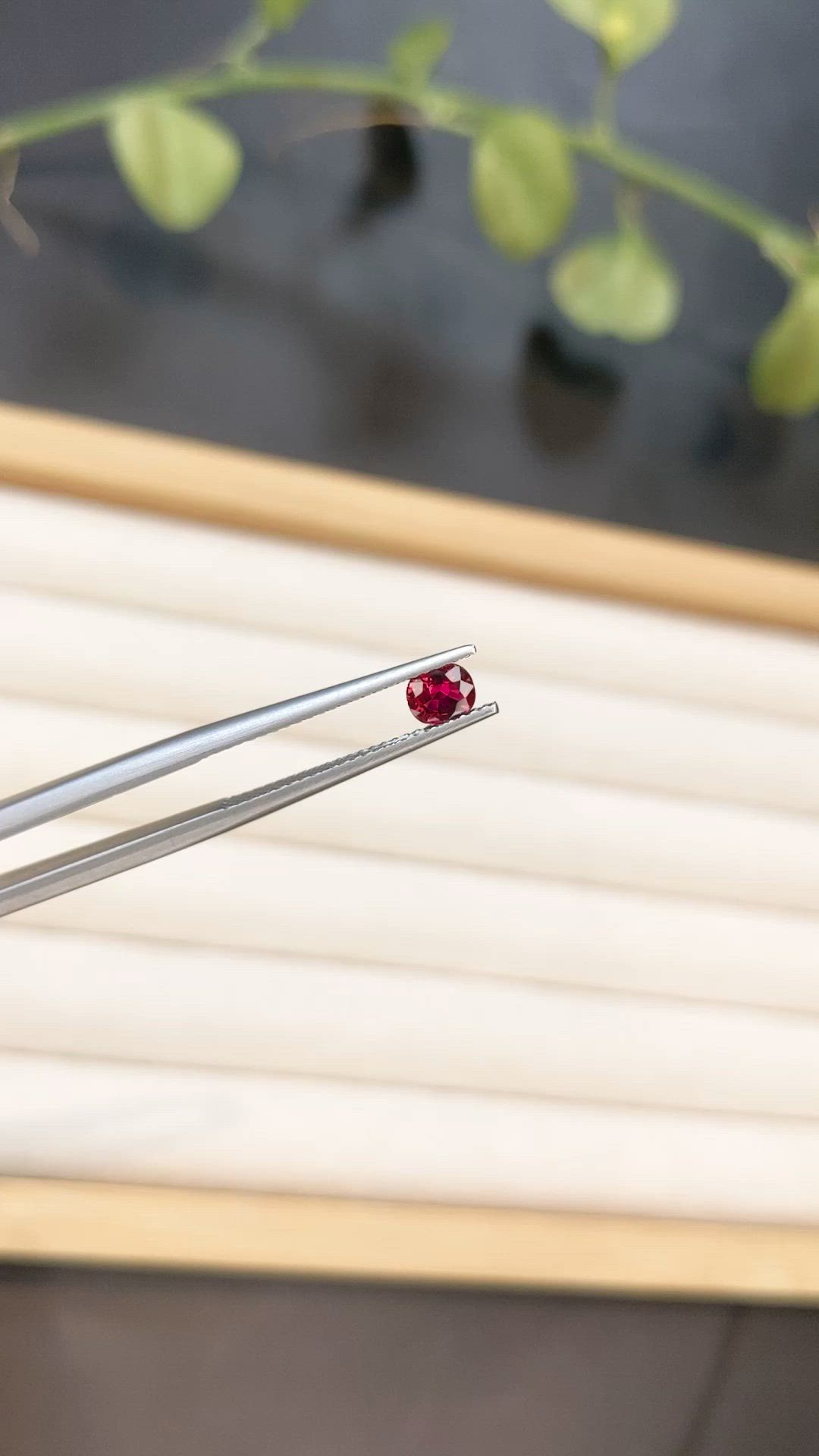 0.49 Ct. Pinkish Red Ruby from Burma (Myanmar) Size Video