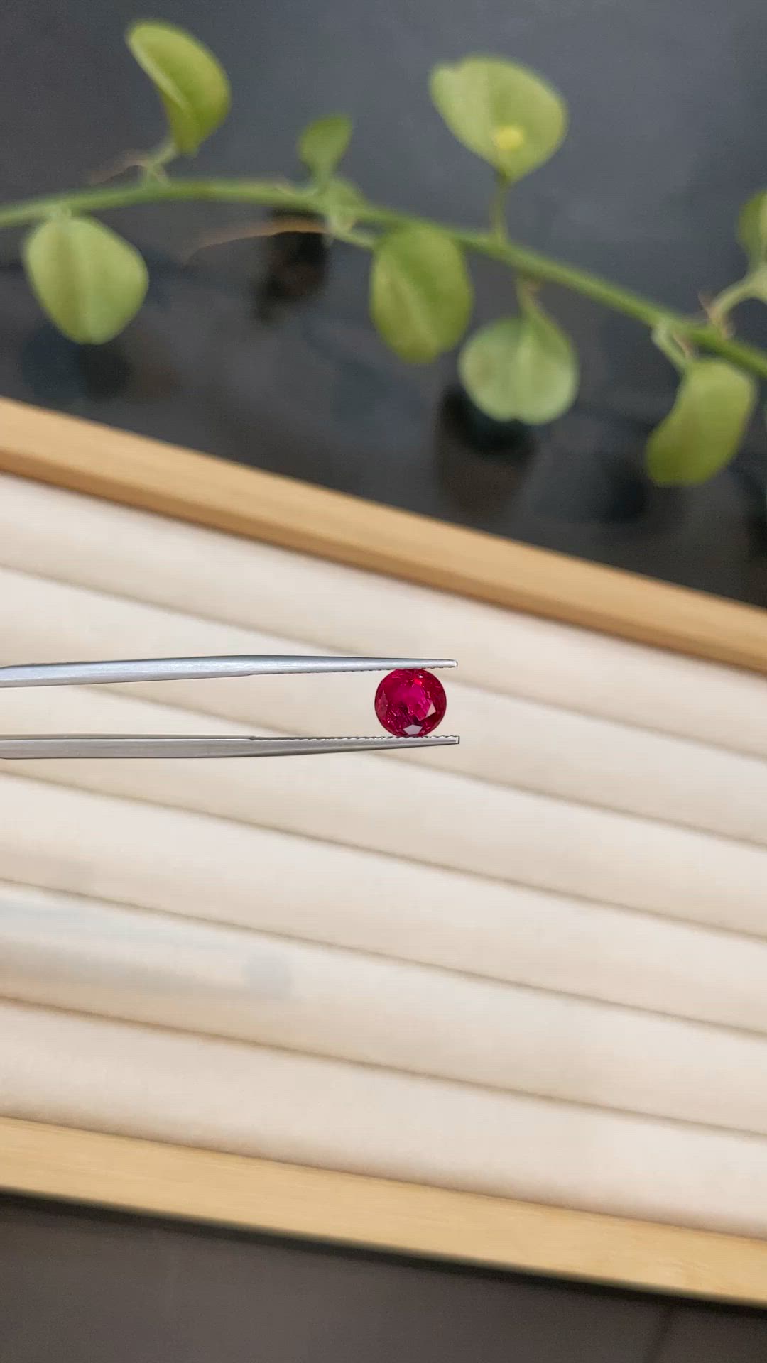 1.62 Ct. Purplish Red Ruby from Burma (Myanmar) Size Video