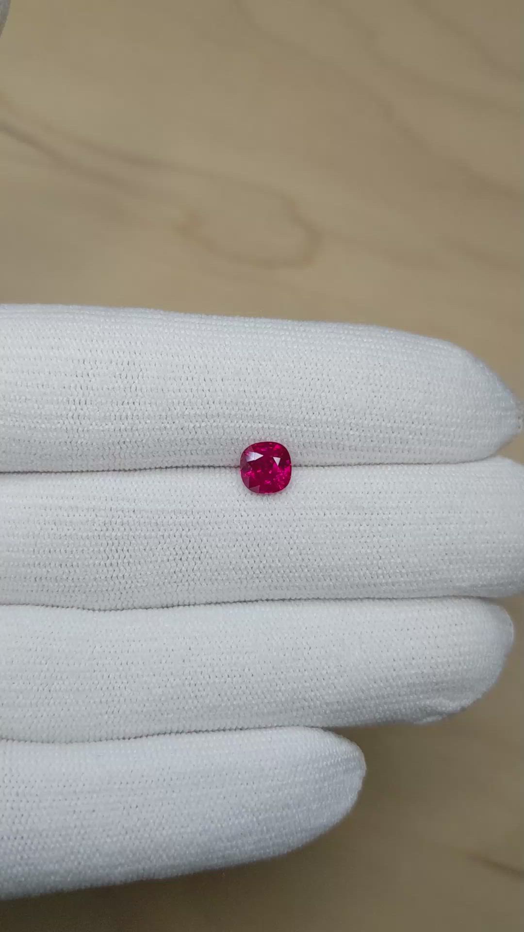 1.46 Ct. Pinkish Red Ruby from Burma (Myanmar) Size Video
