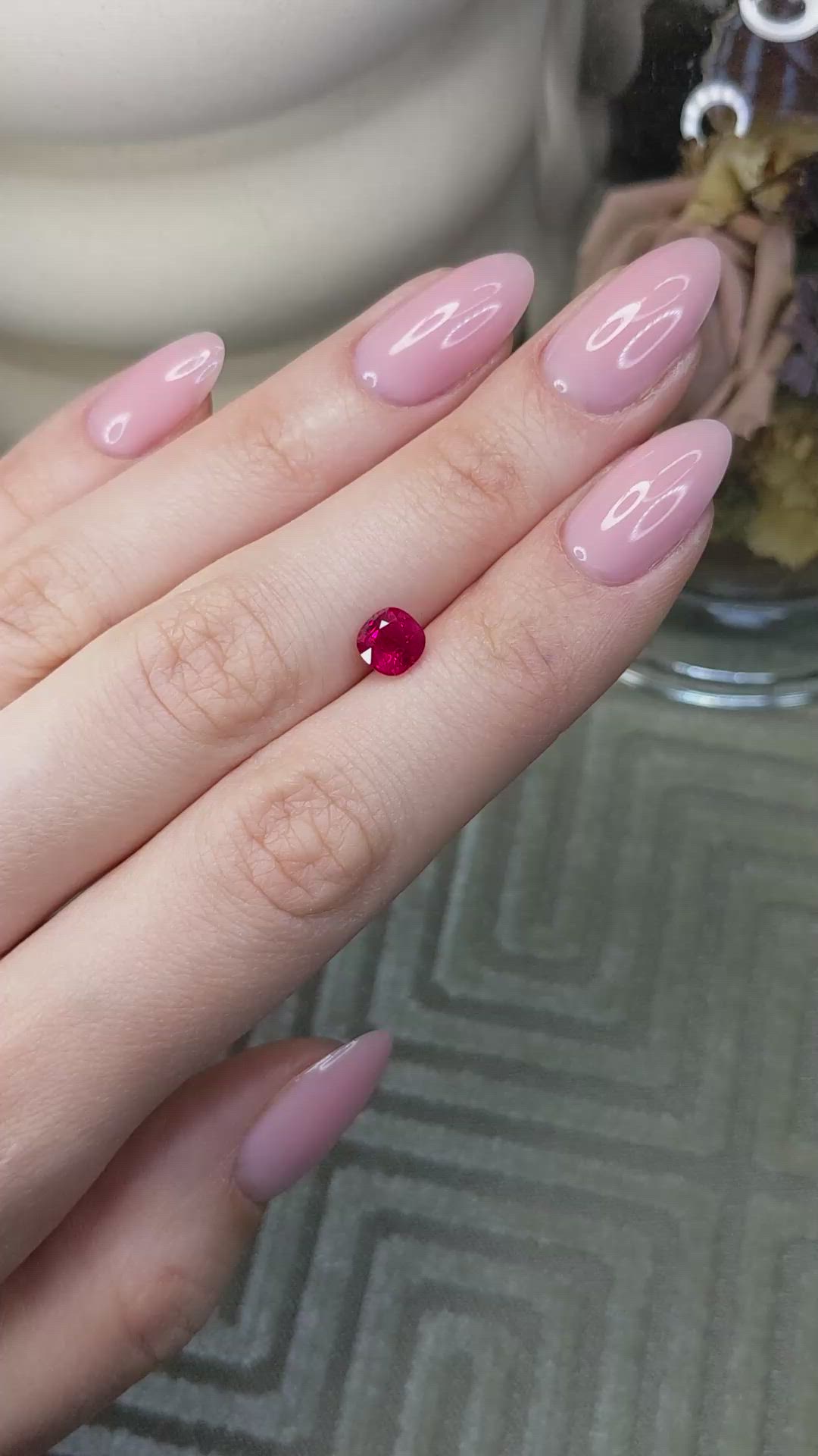 1.46 Ct. Pinkish Red Ruby from Burma (Myanmar) Size Video
