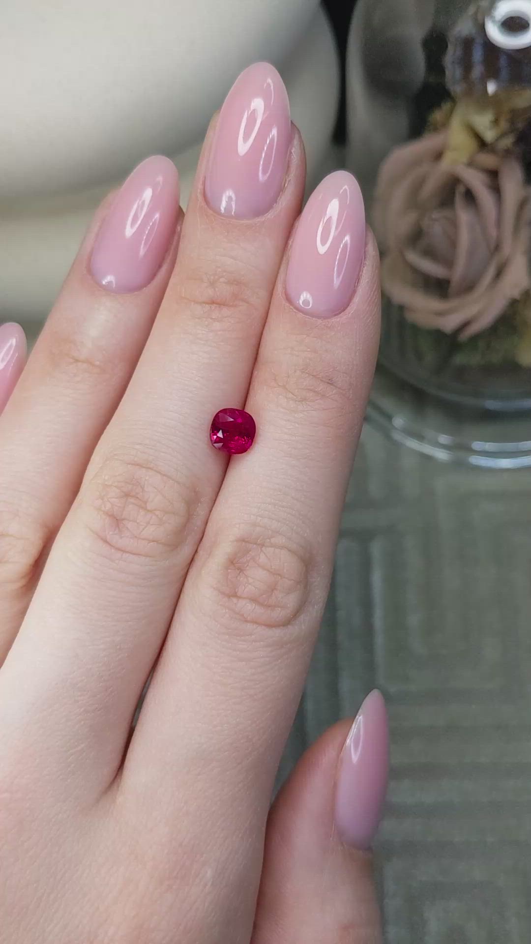 1.46 Ct. Pinkish Red Ruby from Burma (Myanmar) Size Video