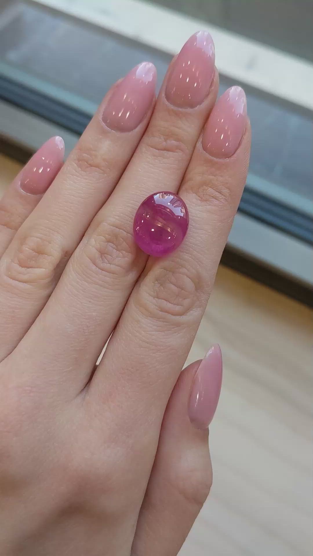 20.94 Ct. Pinkish Red Cabochon Ruby from Burma (Myanmar) Size Video