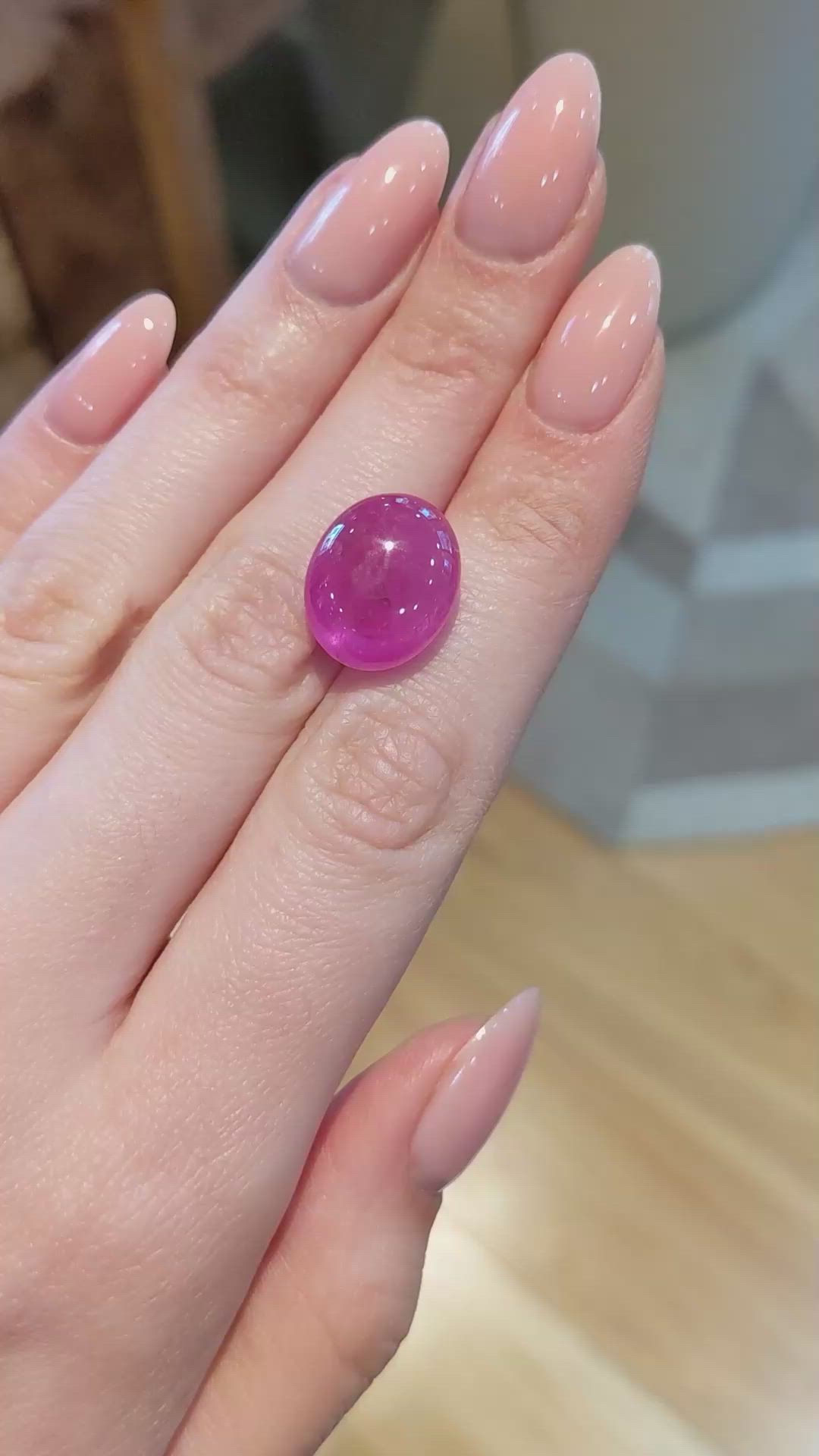 20.94 Ct. Pinkish Red Cabochon Ruby from Burma (Myanmar) Size Video