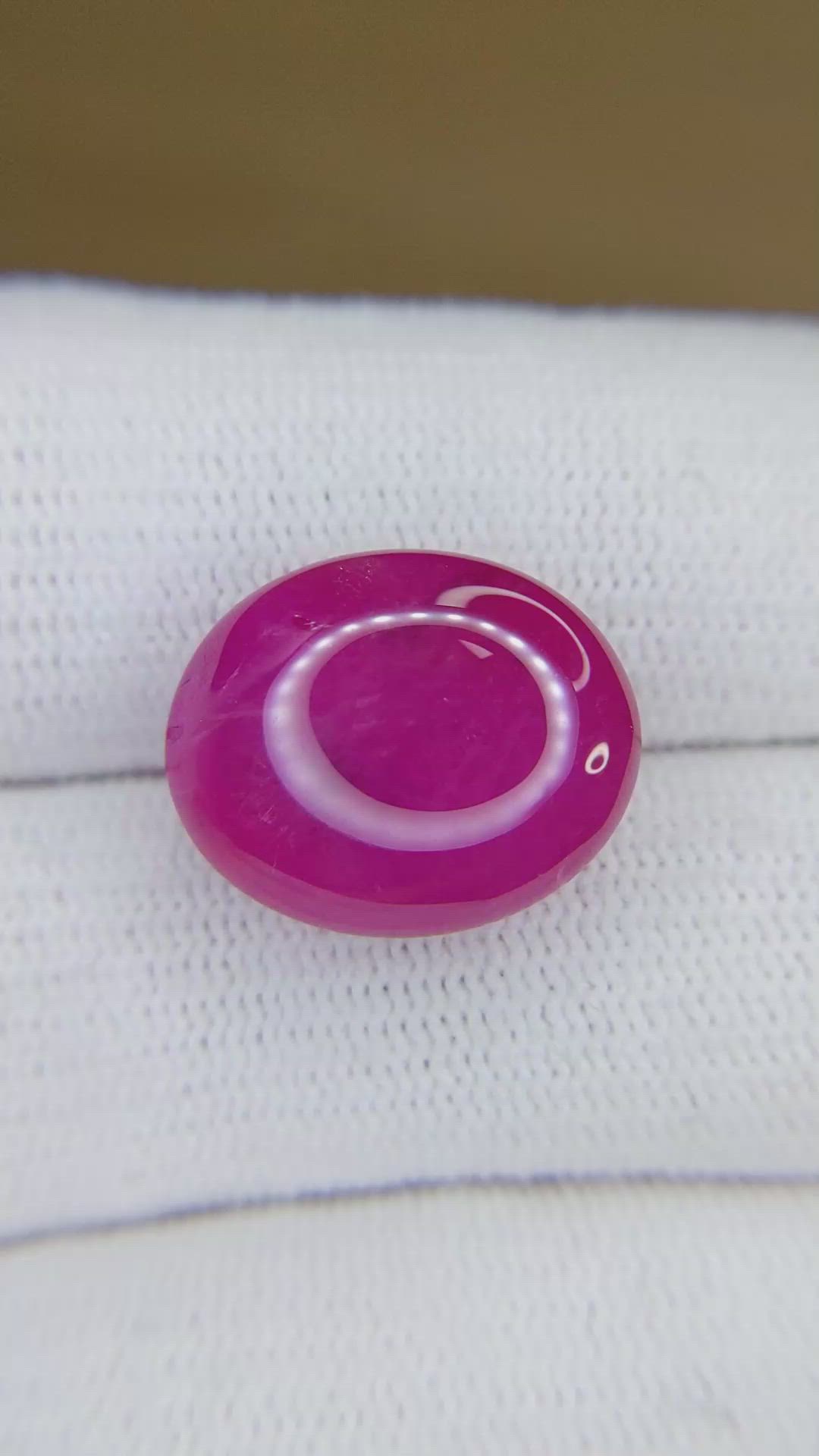 20.94 Ct. Pinkish Red Cabochon Ruby from Burma (Myanmar) Size Video