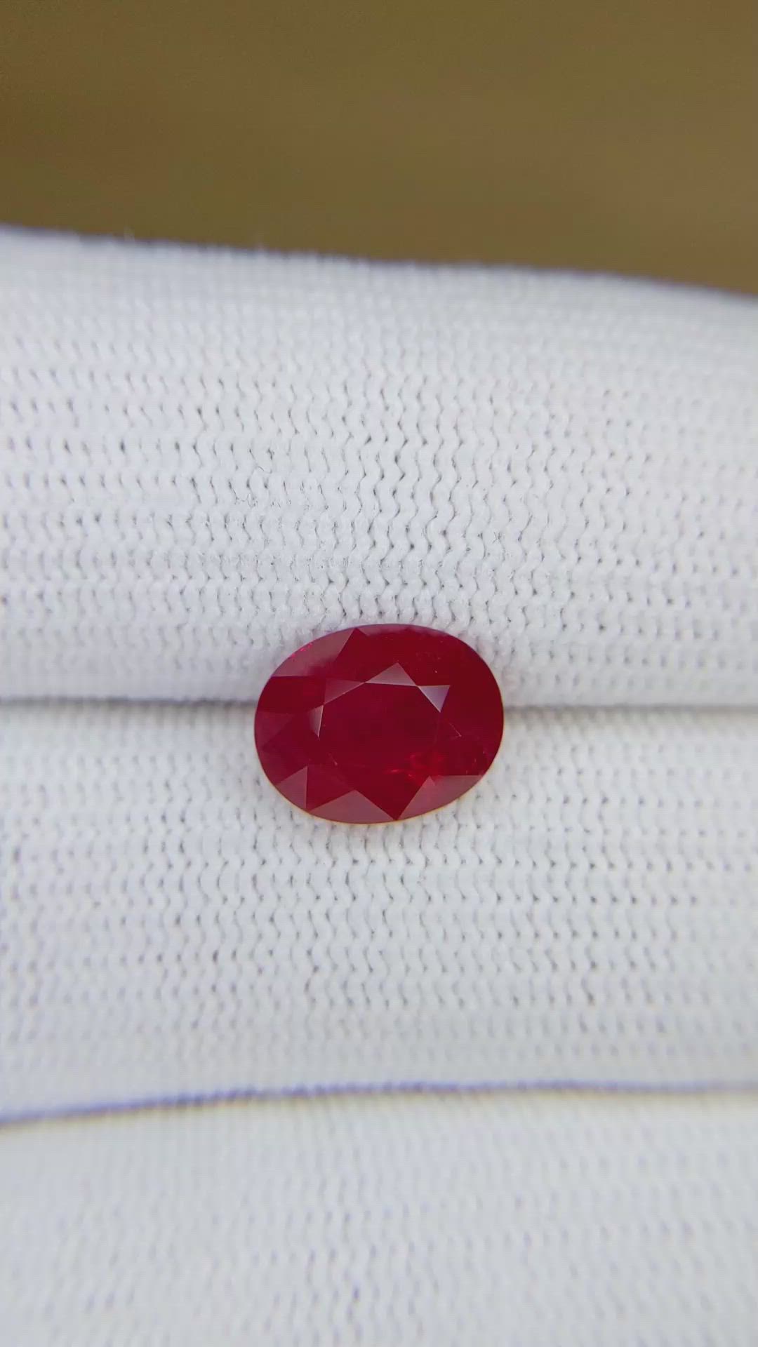 3.30 Ct. Pinkish Red Ruby from Burma (Myanmar) Size Video