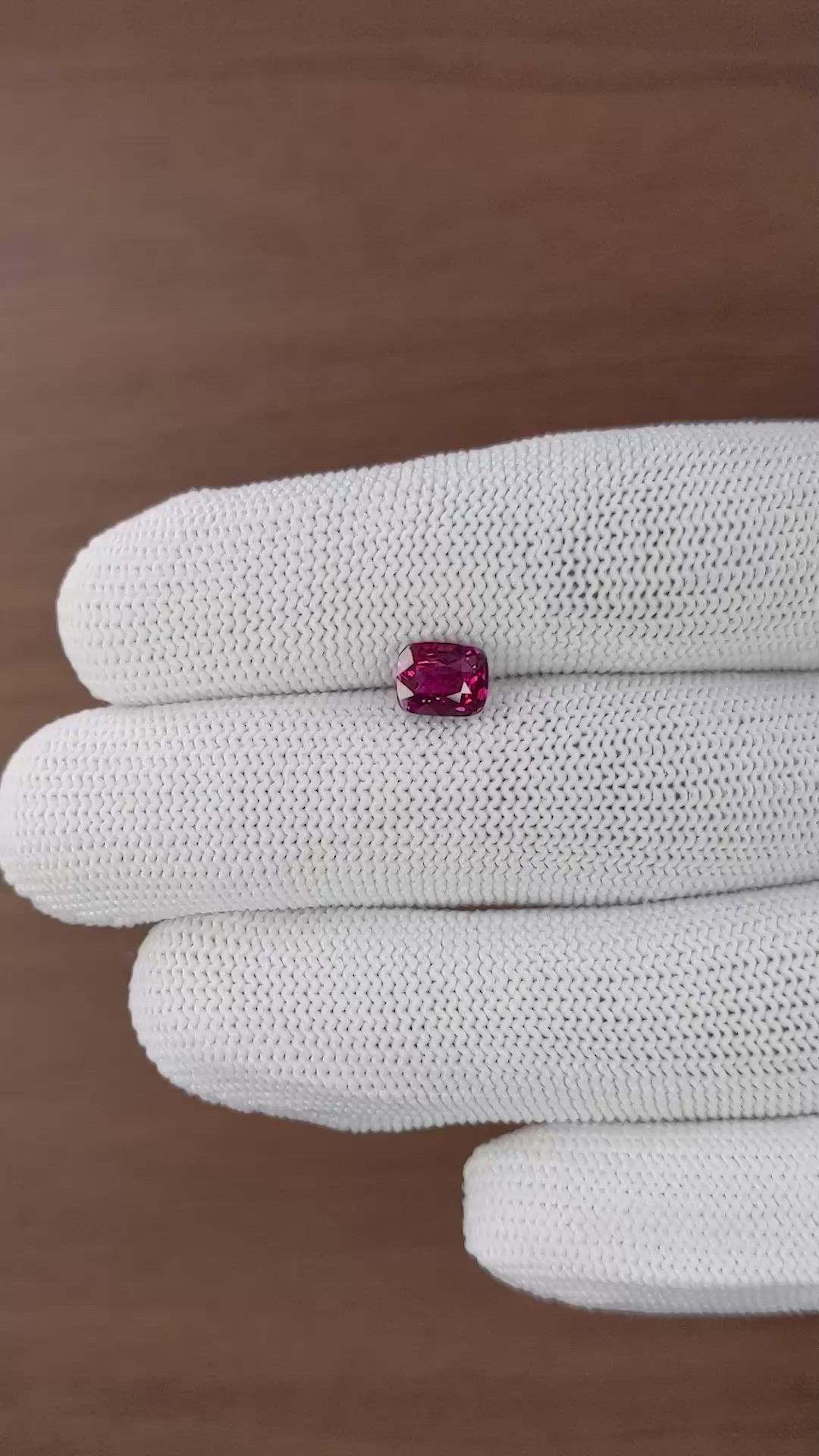 1.50 Ct. Purplish Red Ruby from Ceylon (Sri Lanka) Size Video
