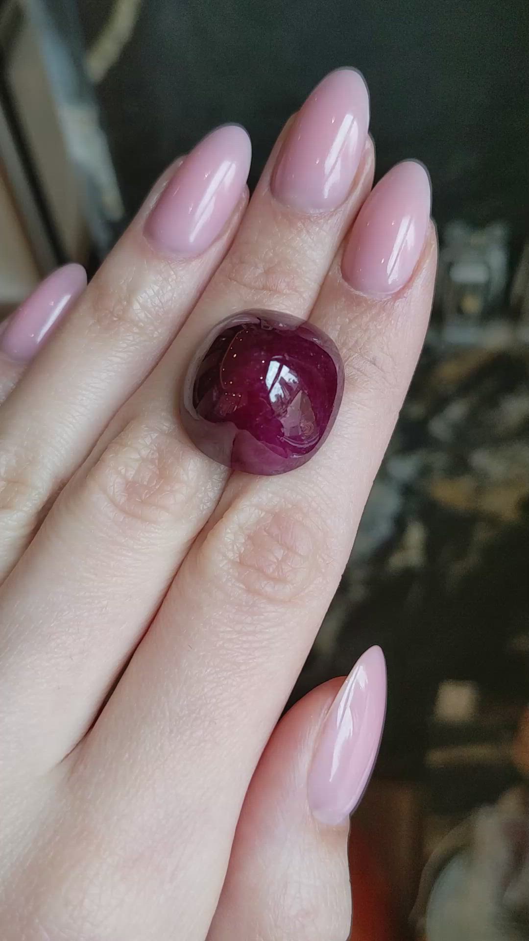 57.05 Ct. Purplish Red Cabochon Ruby from Madagascar Size Video